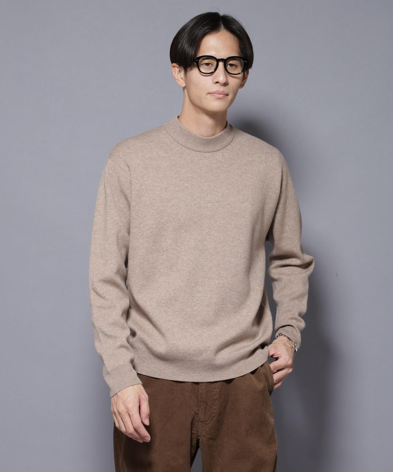 シルク混モックネックニット | NANO universe（ナノ・ユニバース