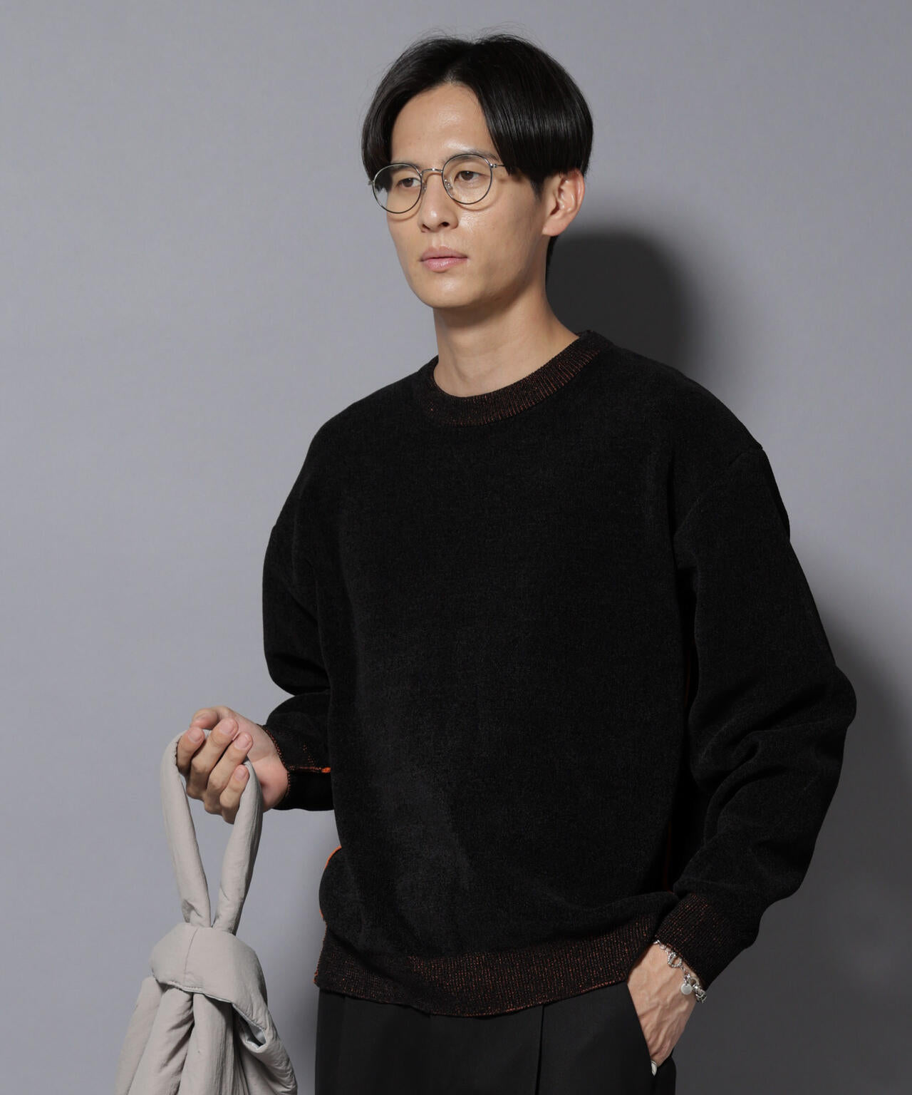 モールヤーンダブルフェイスクルーネックニット | NANO universe（ナノ