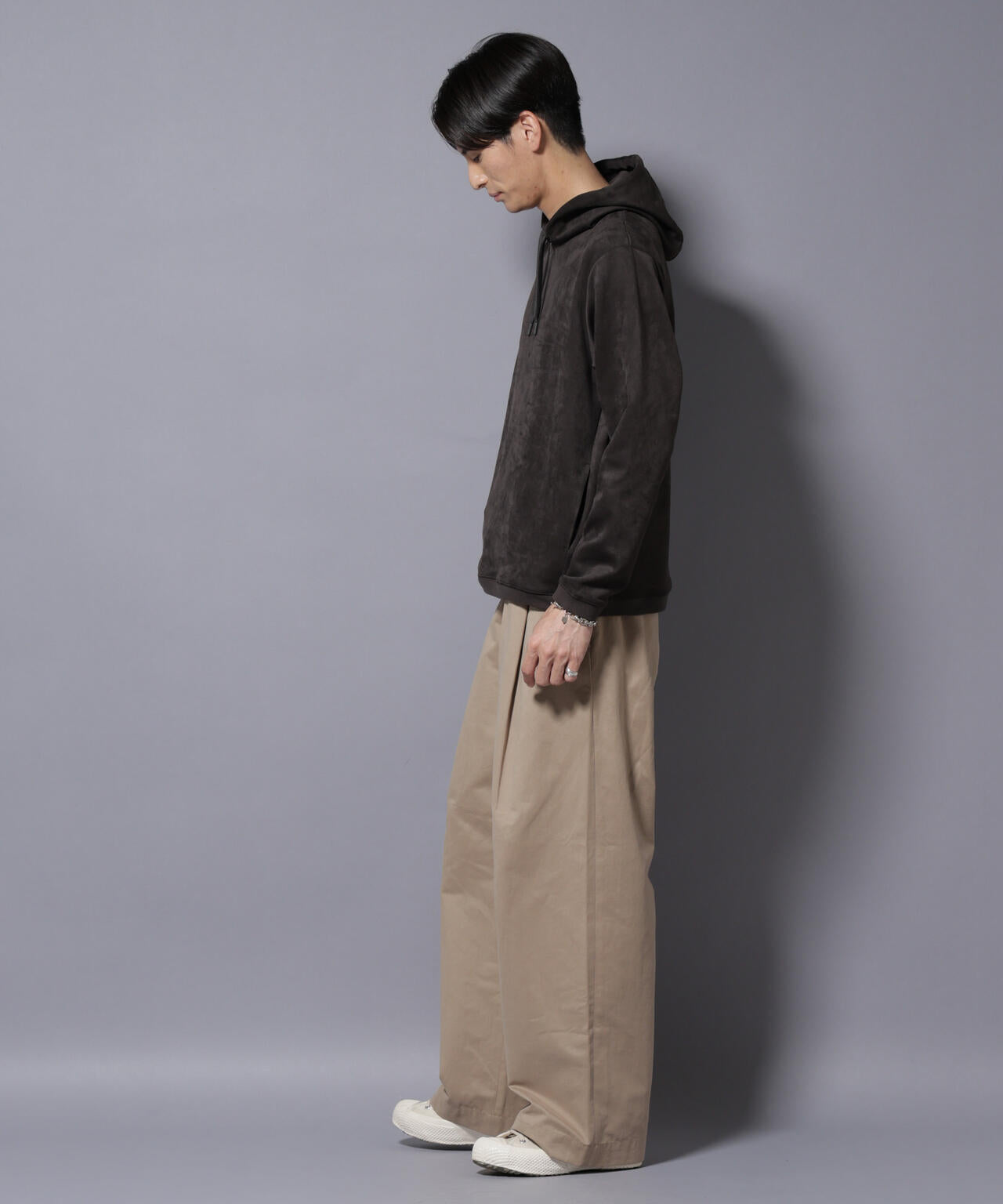 フェイクスエードフーディー 長袖