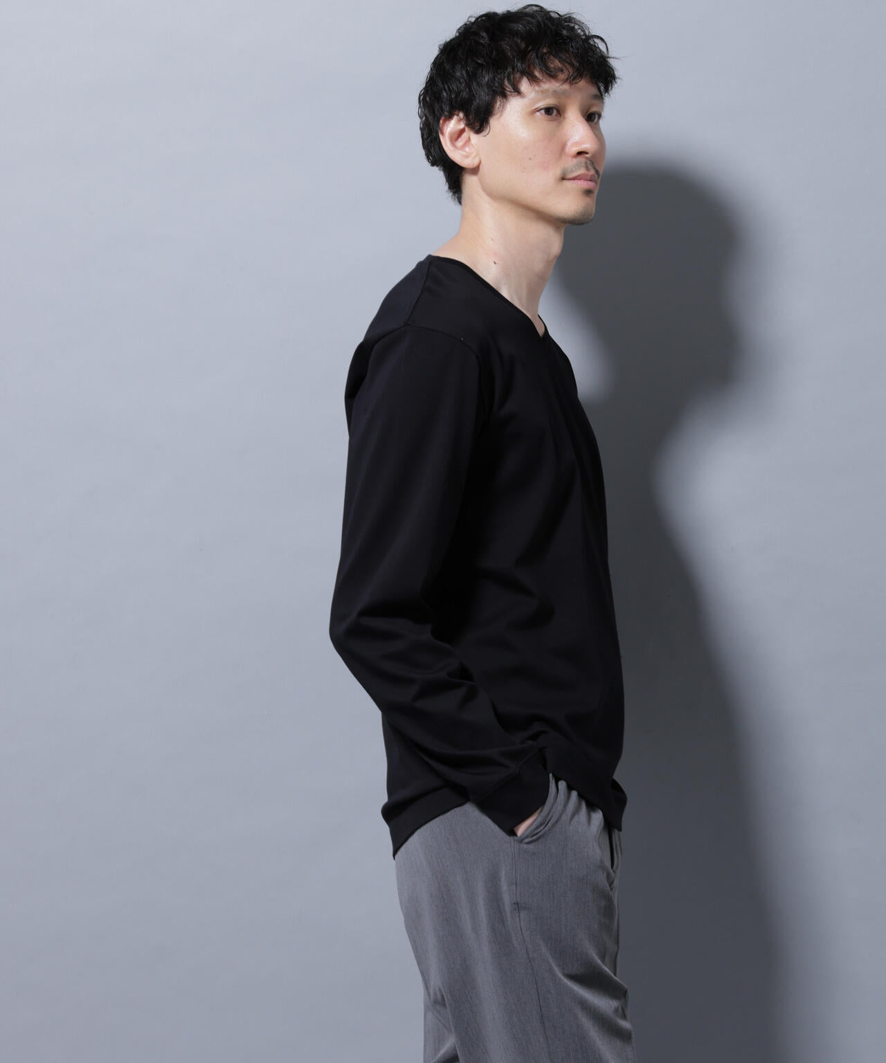 アンチスメルVネックTシャツ 長袖