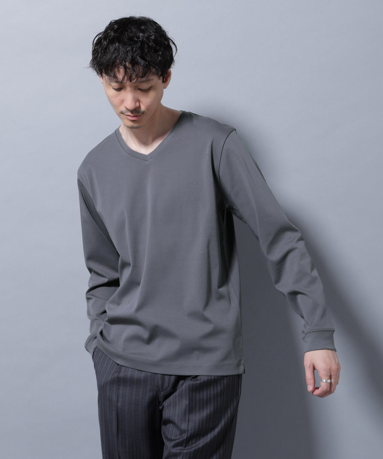 アンチスメルVネックTシャツ 長袖