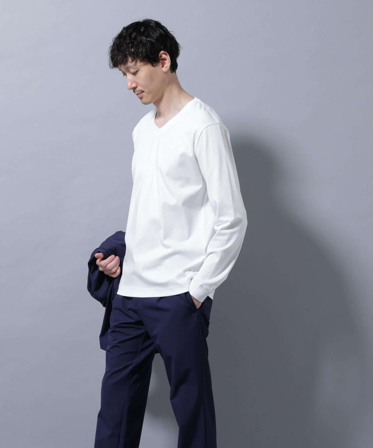 アンチスメルVネックTシャツ 長袖