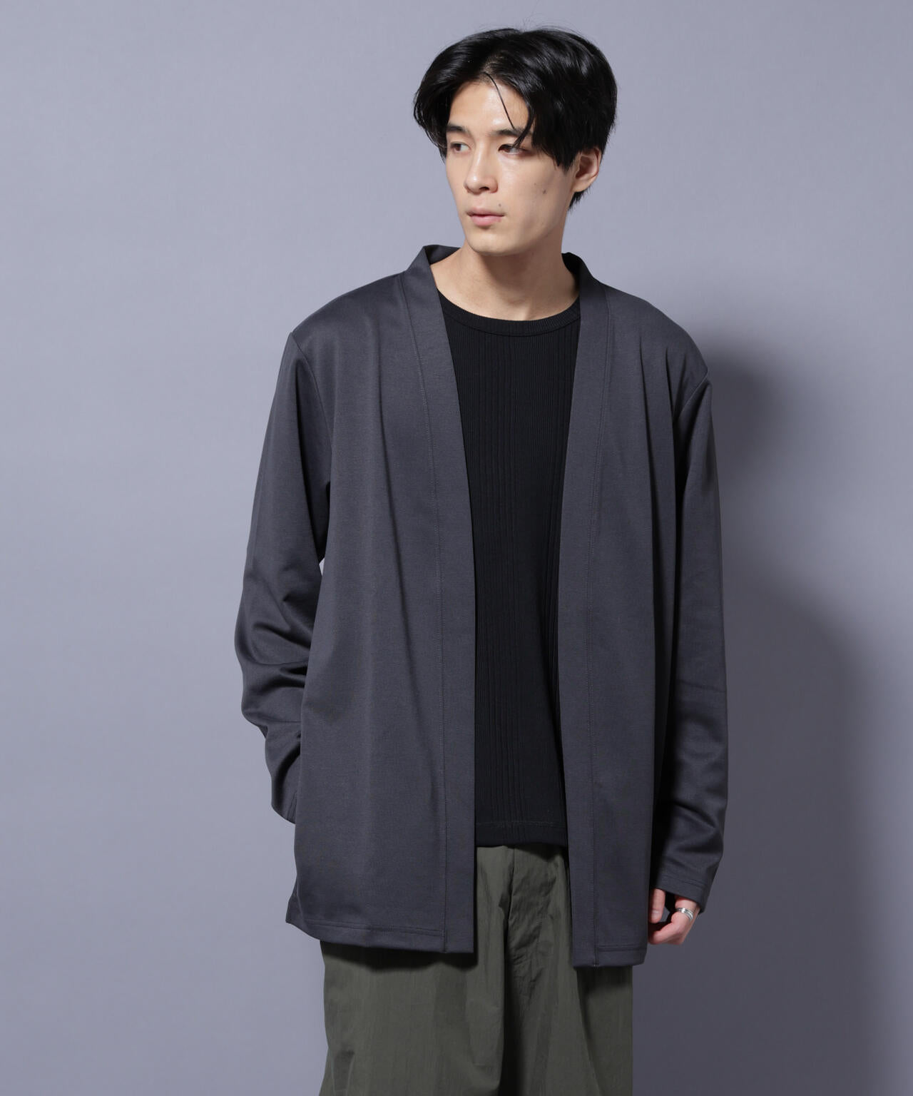 ダブルジャージー着流しカーディガン