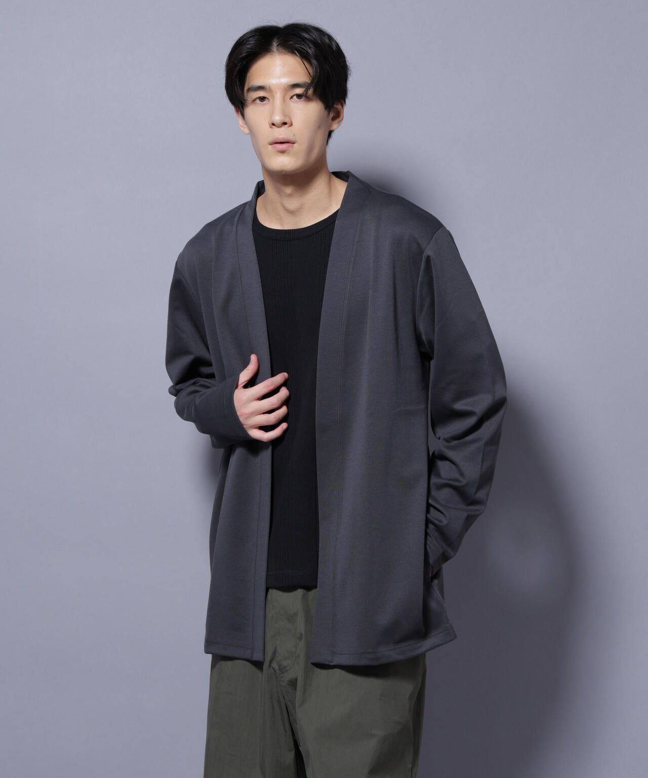 ダブルジャージー着流しカーディガン