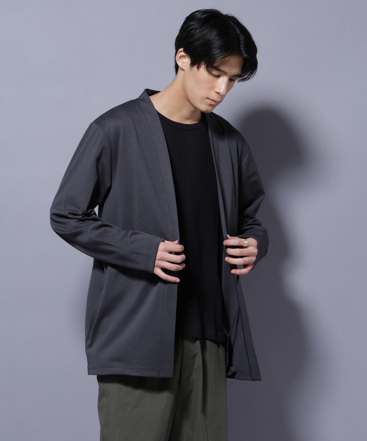 ダブルジャージー着流しカーディガン