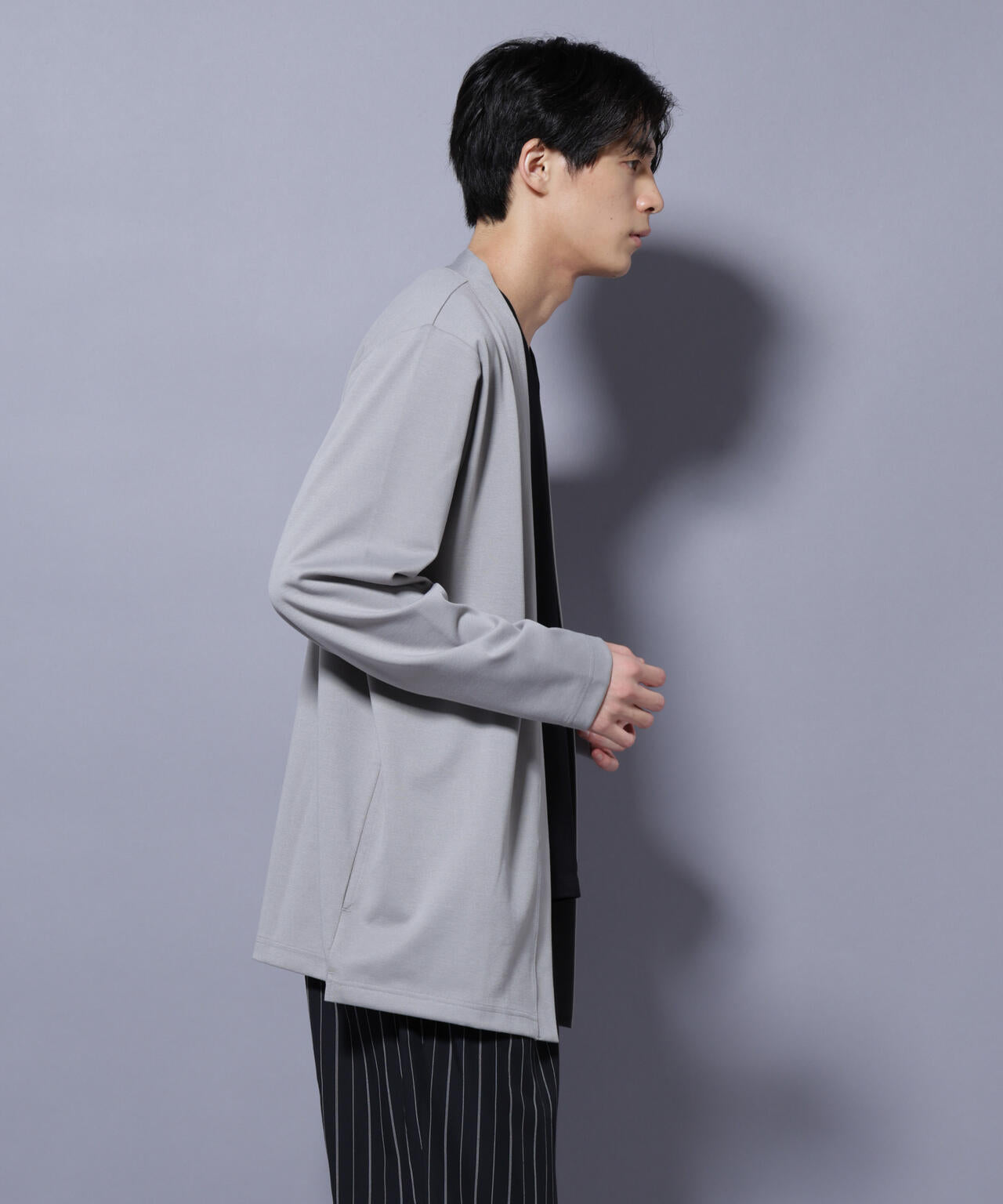 ダブルジャージー着流しカーディガン