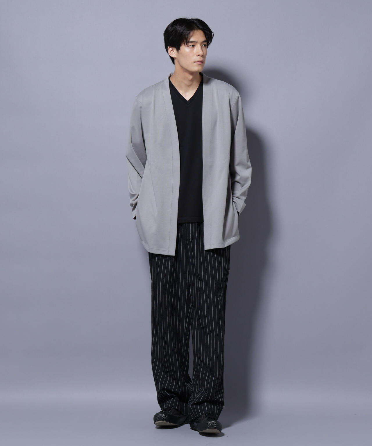 ダブルジャージー着流しカーディガン