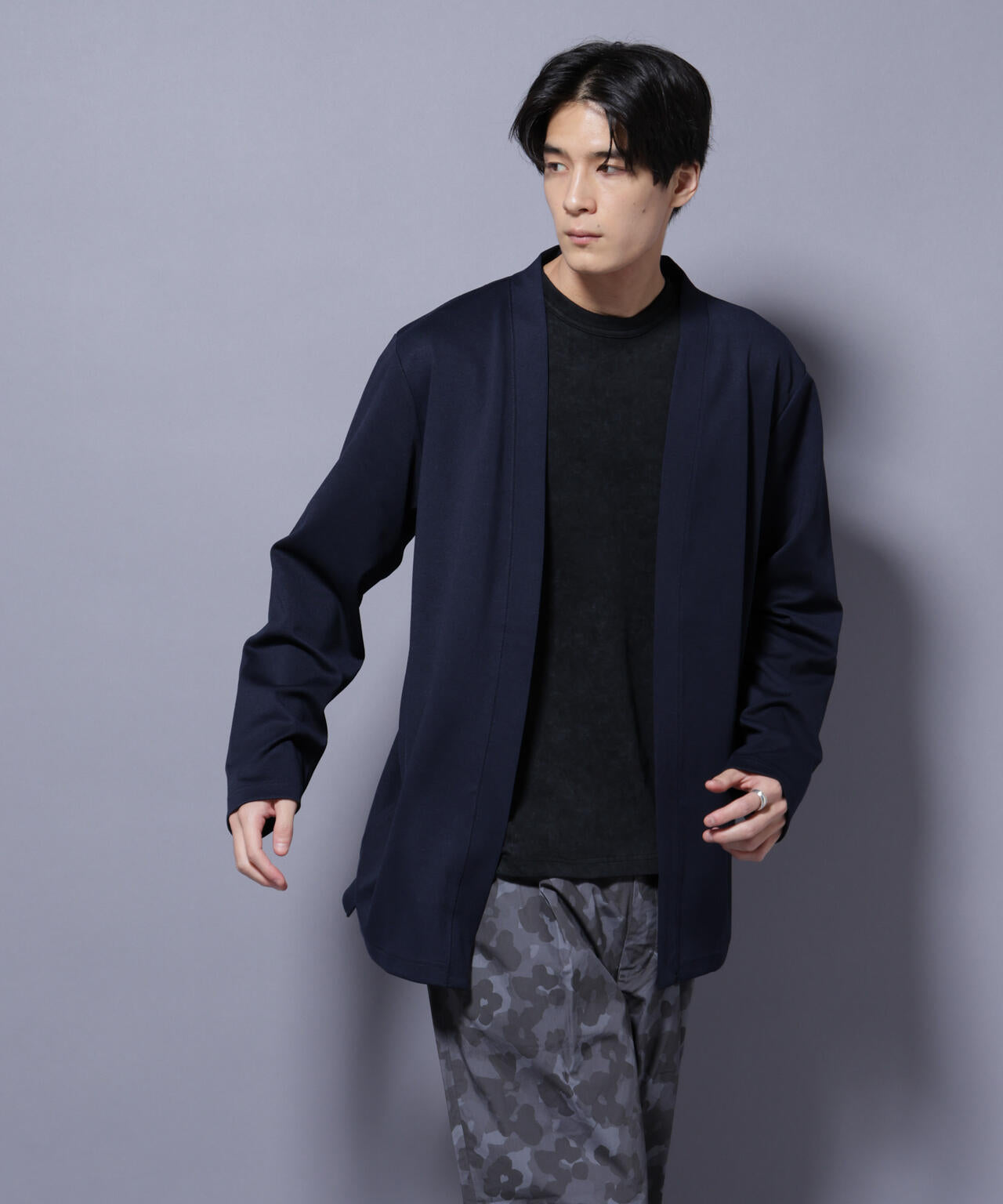 ダブルジャージー着流しカーディガン