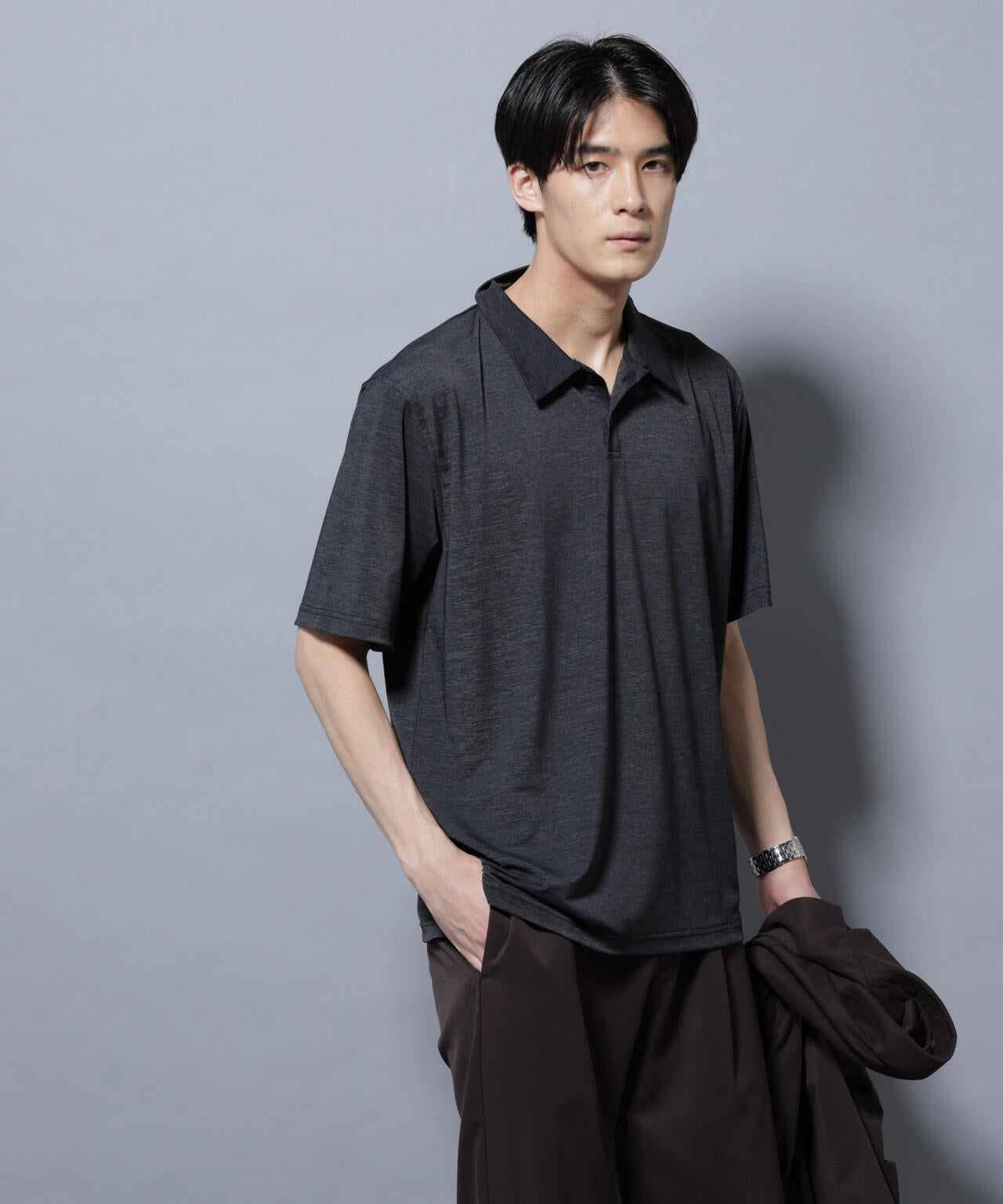 ストレッチメランジポロシャツ半袖 | NANO universe（ナノ・ユニバース