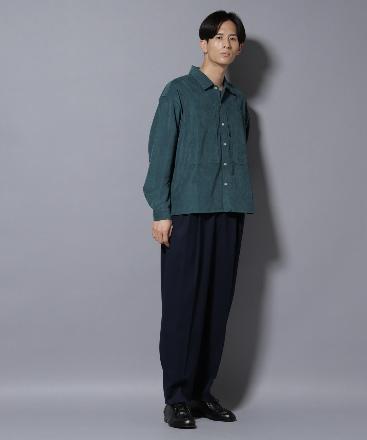 微起毛ワイド2タックテーパードパンツ