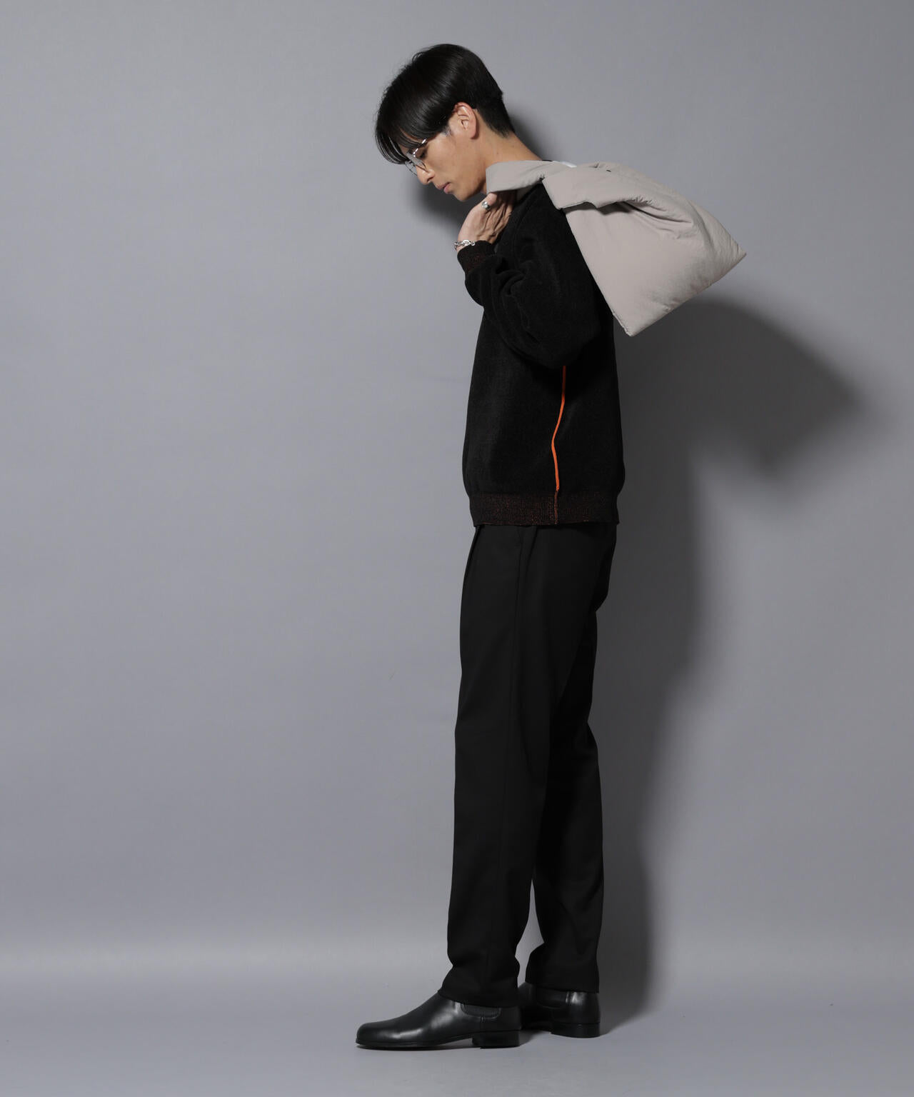 微起毛1タックテーパードパンツ