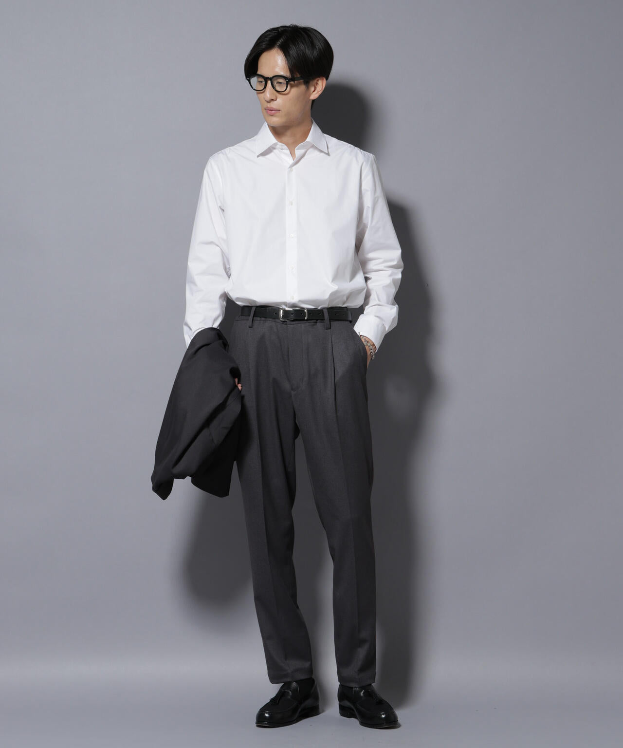 微起毛1タックテーパードパンツ