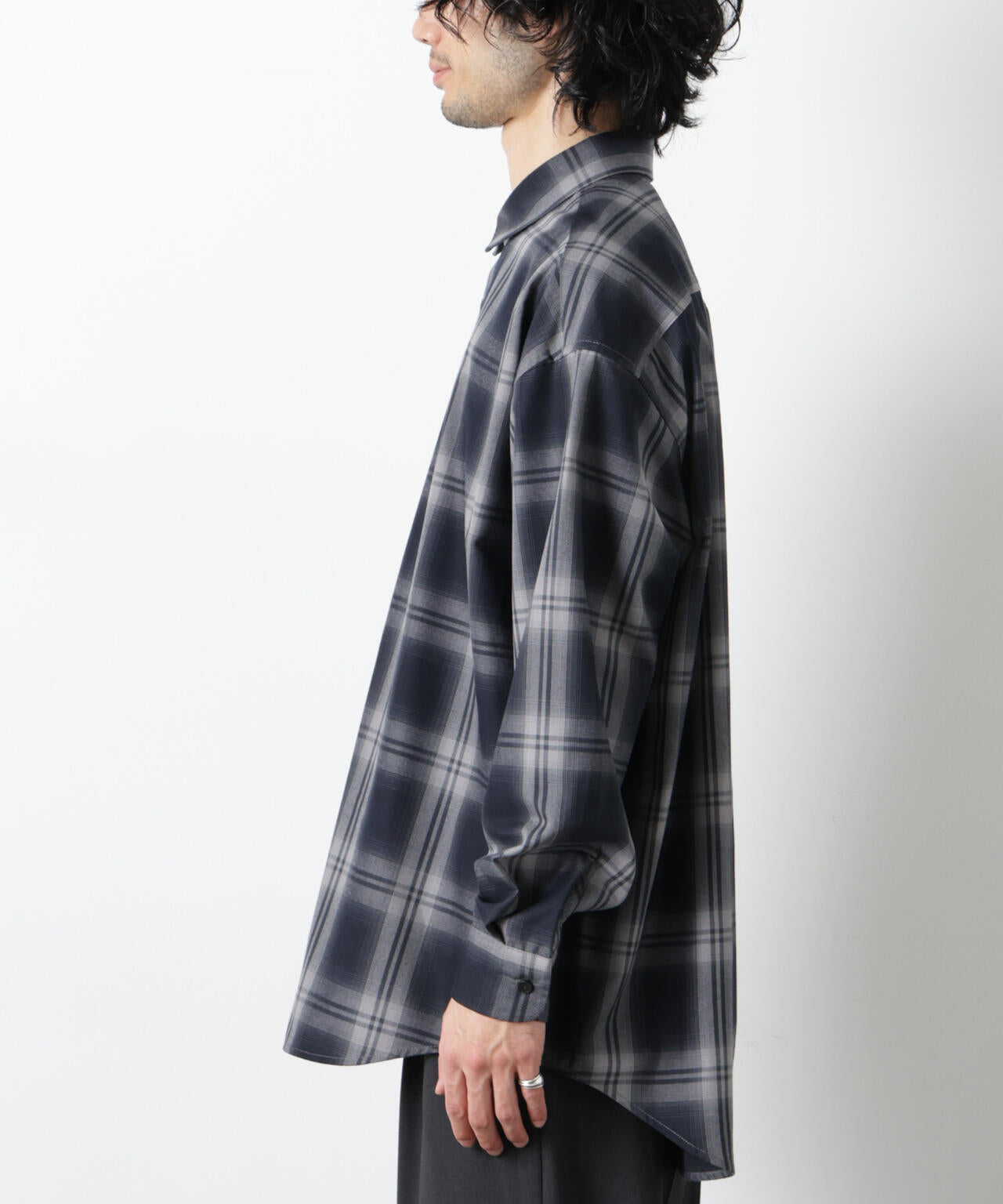 ビッグドレープチェックシャツ 長袖