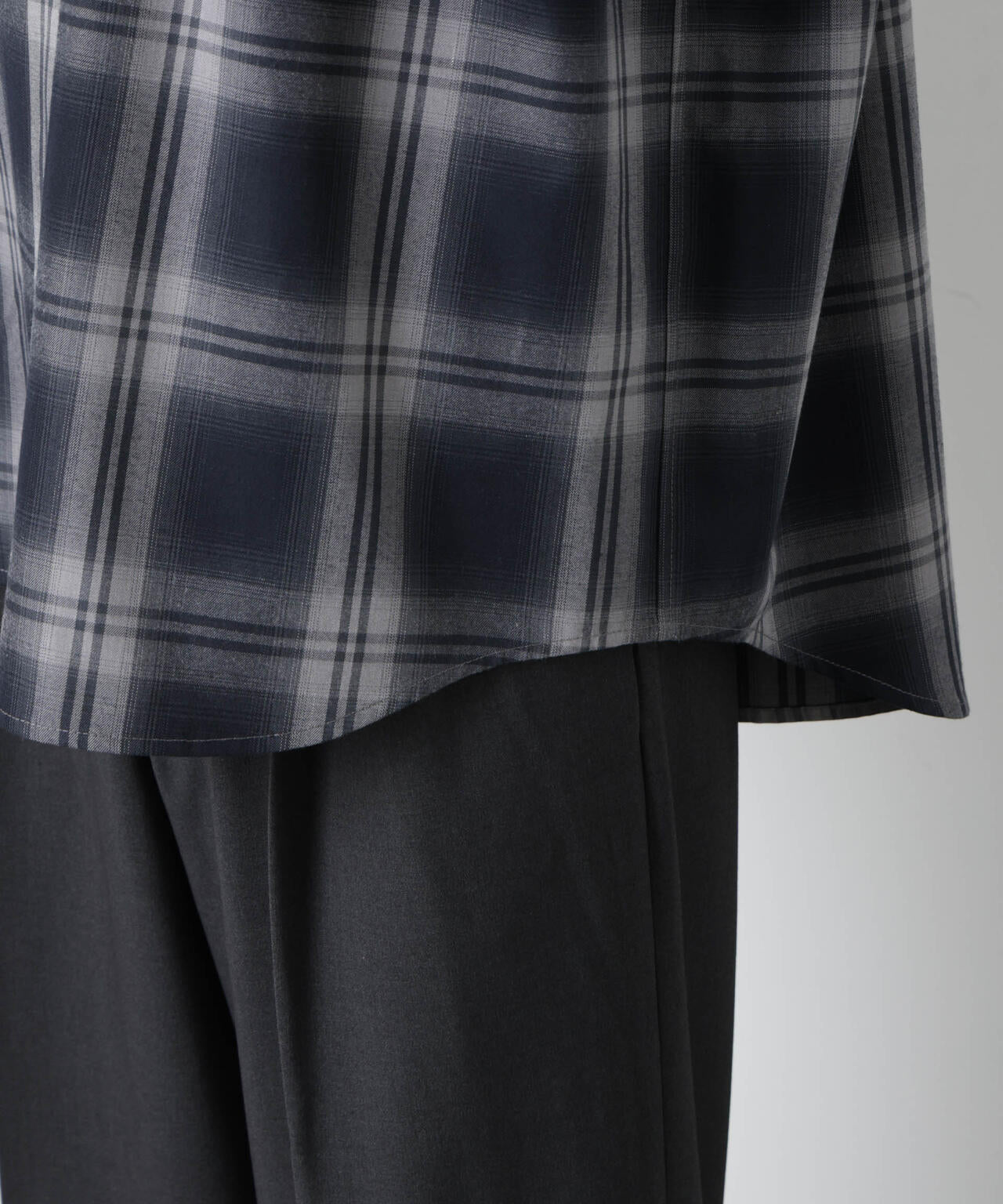 ビッグドレープチェックシャツ 長袖