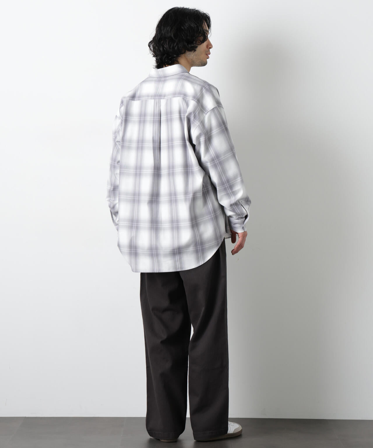 ビッグドレープチェックシャツ 長袖