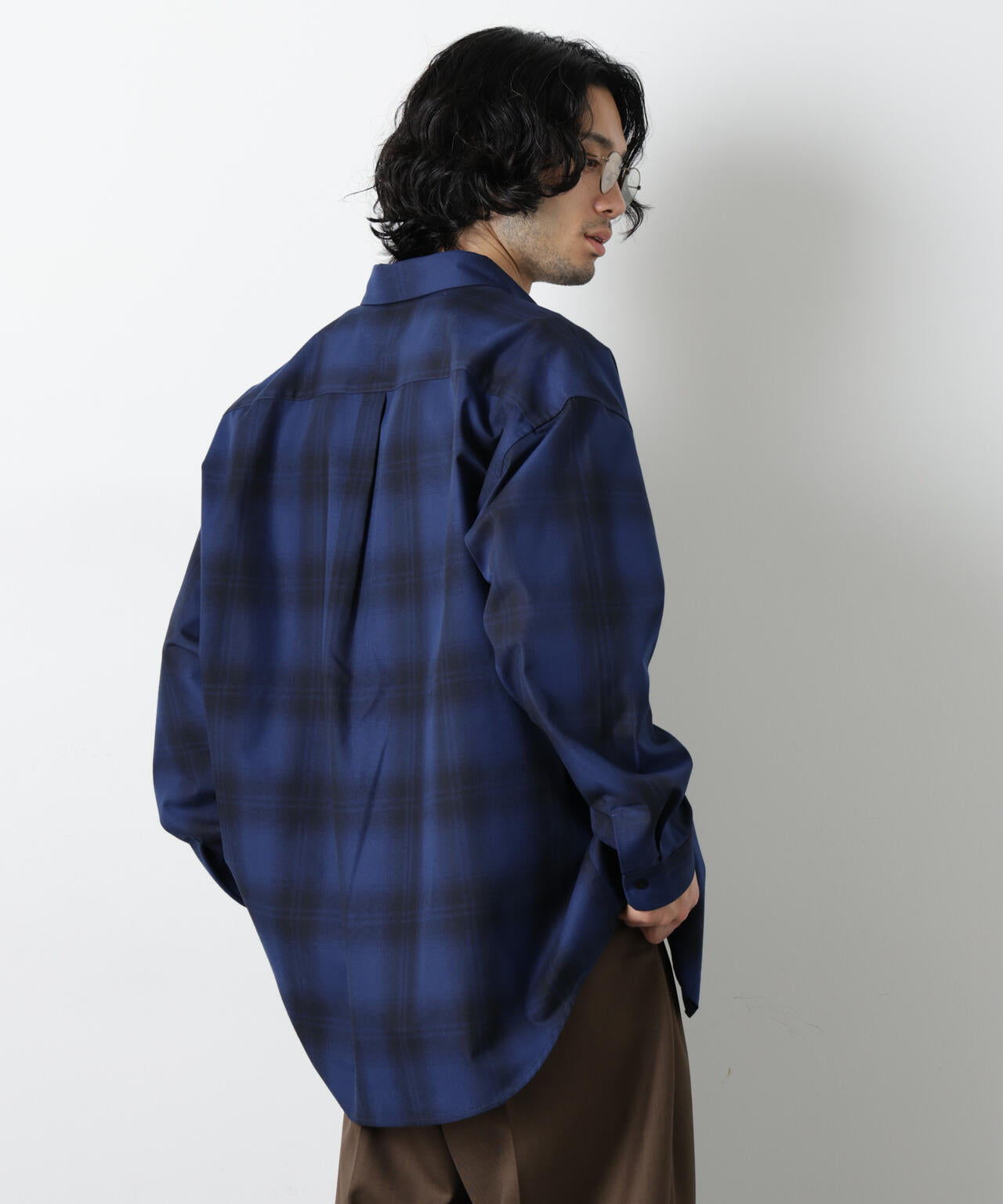 ビッグドレープチェックシャツ 長袖