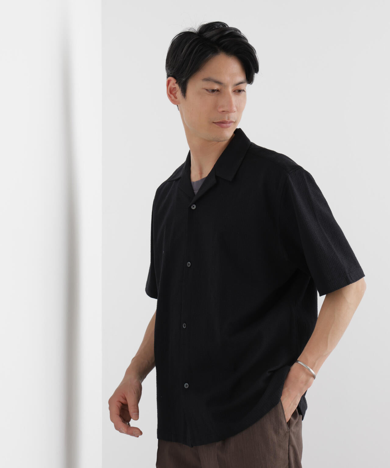  サッカー日本代表 半袖シャツ ブラック XL シルケットサッカーシャツ 半袖 | NANO universe（ナノ・ユニバース