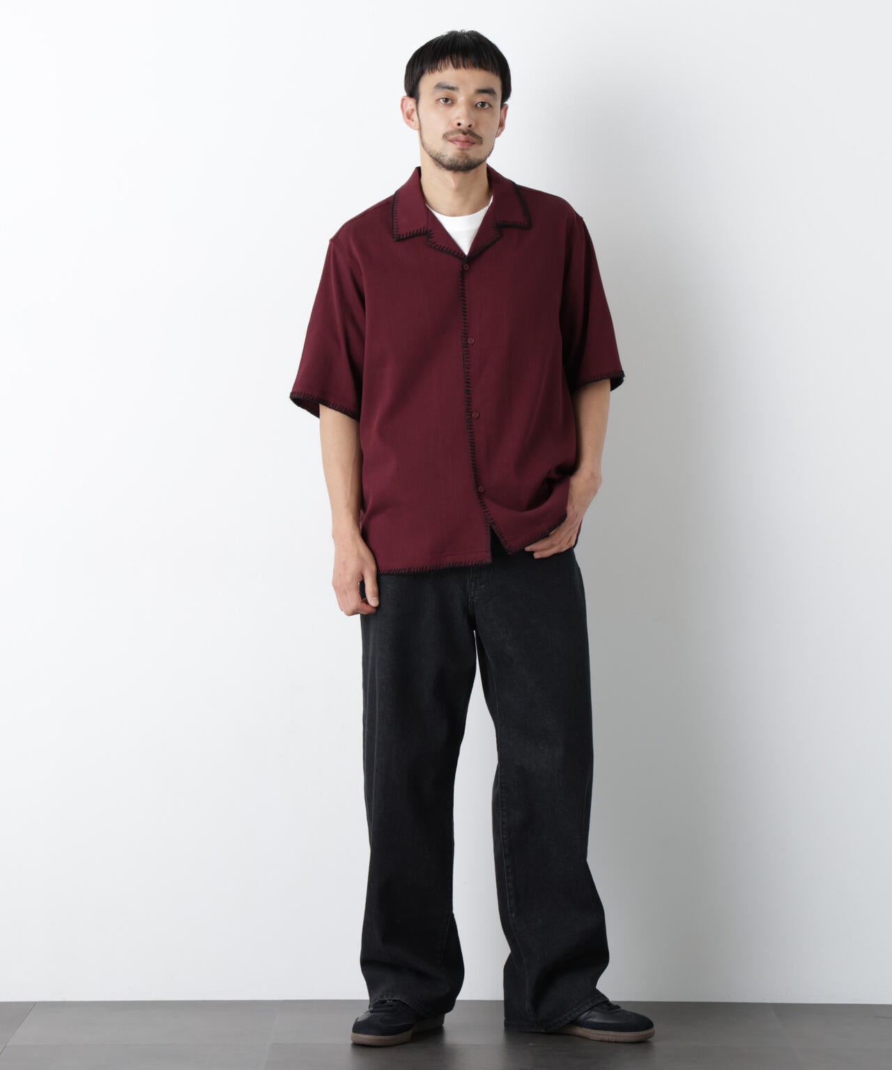 ブランケットステッチシャツ 半袖