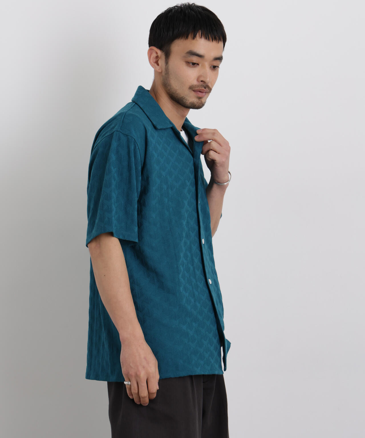 WEB限定/ジャガードオープンカラーシャツ 半袖