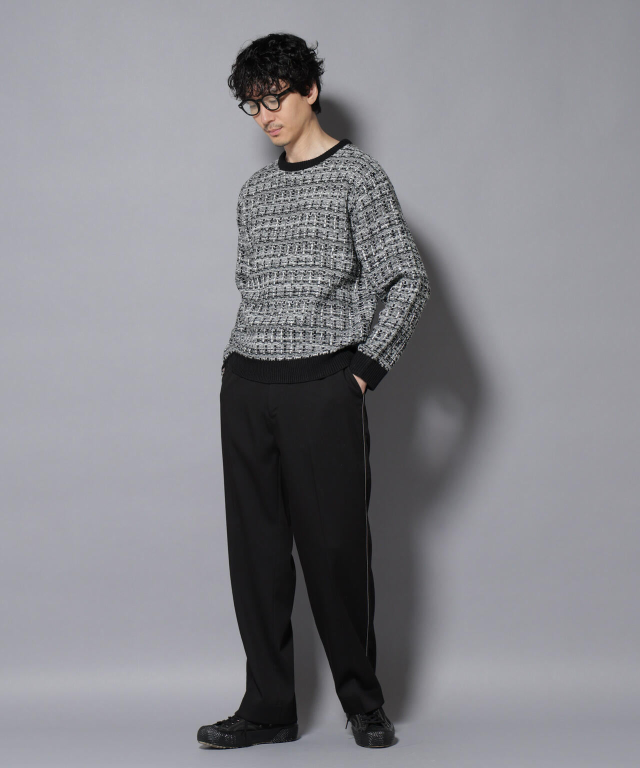 ツイードジャガードニット