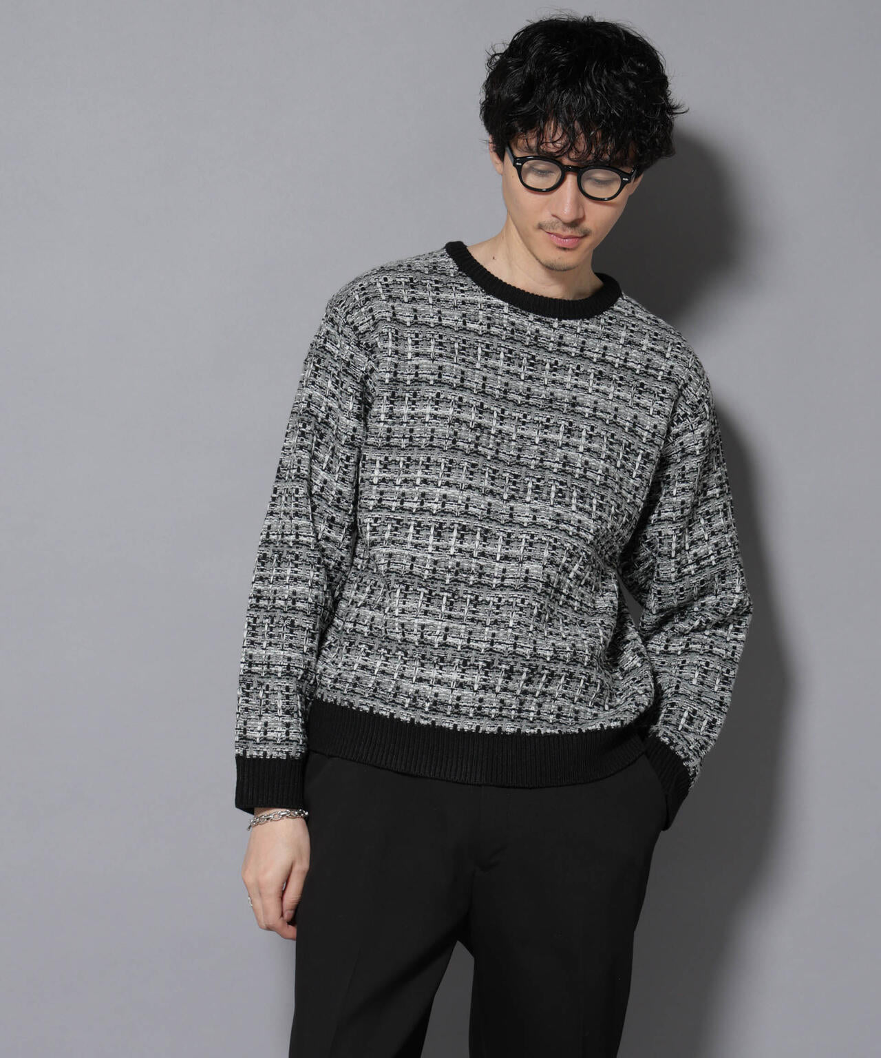 ツイードジャガードニット