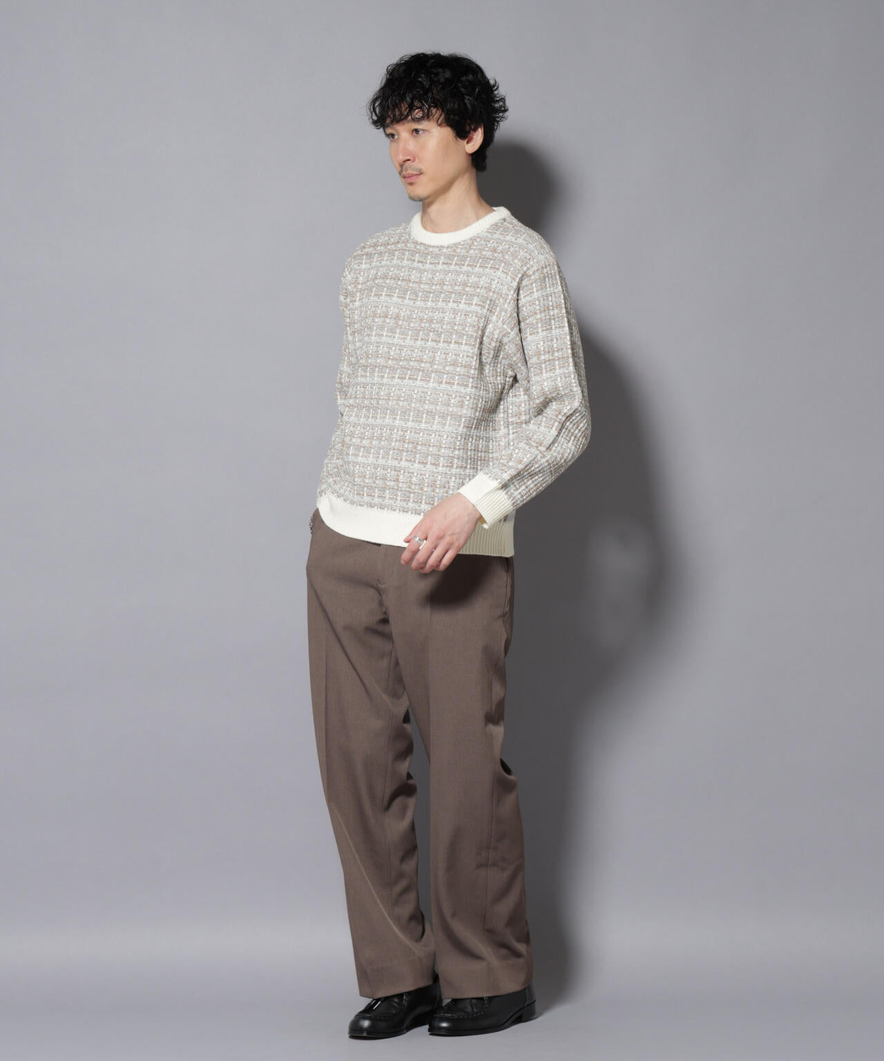 ツイードジャガードニット