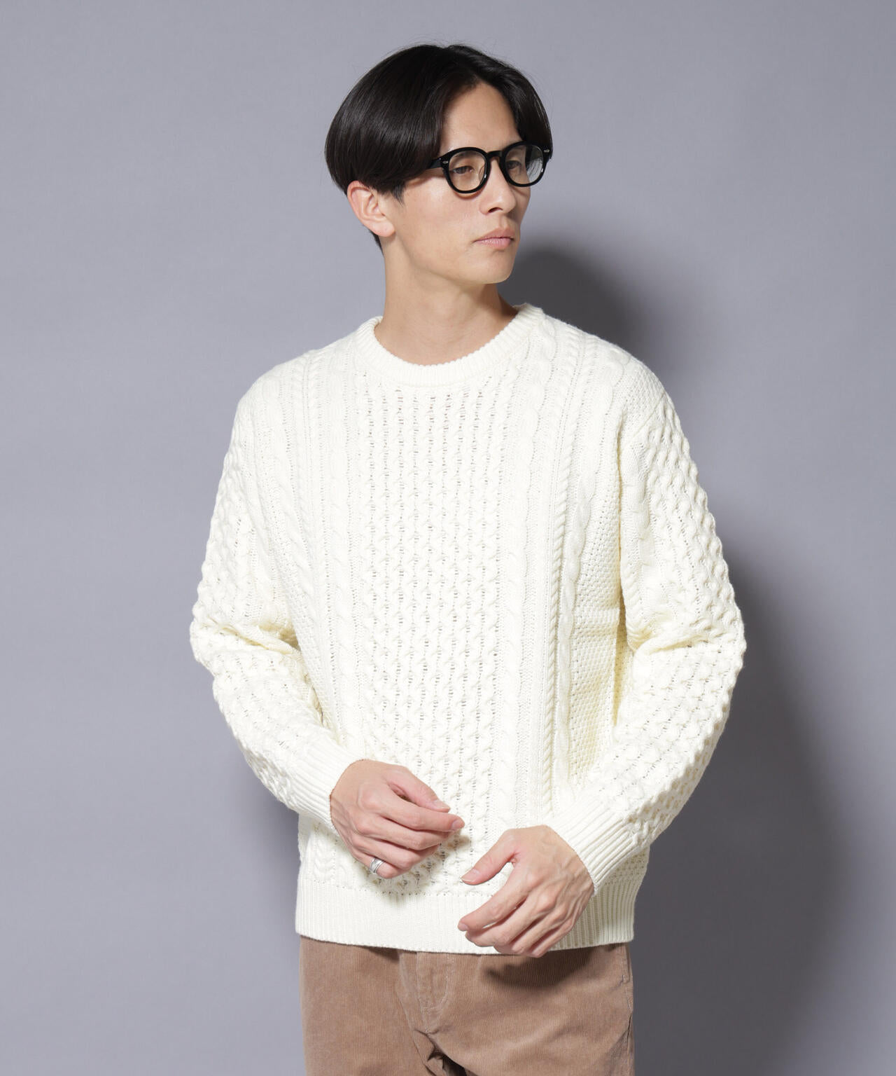 ナノユニバース（NANO universe）/ローゲージケーブルニット ローゲージケーブルニット | NANO universe（ナノ・ユニバース