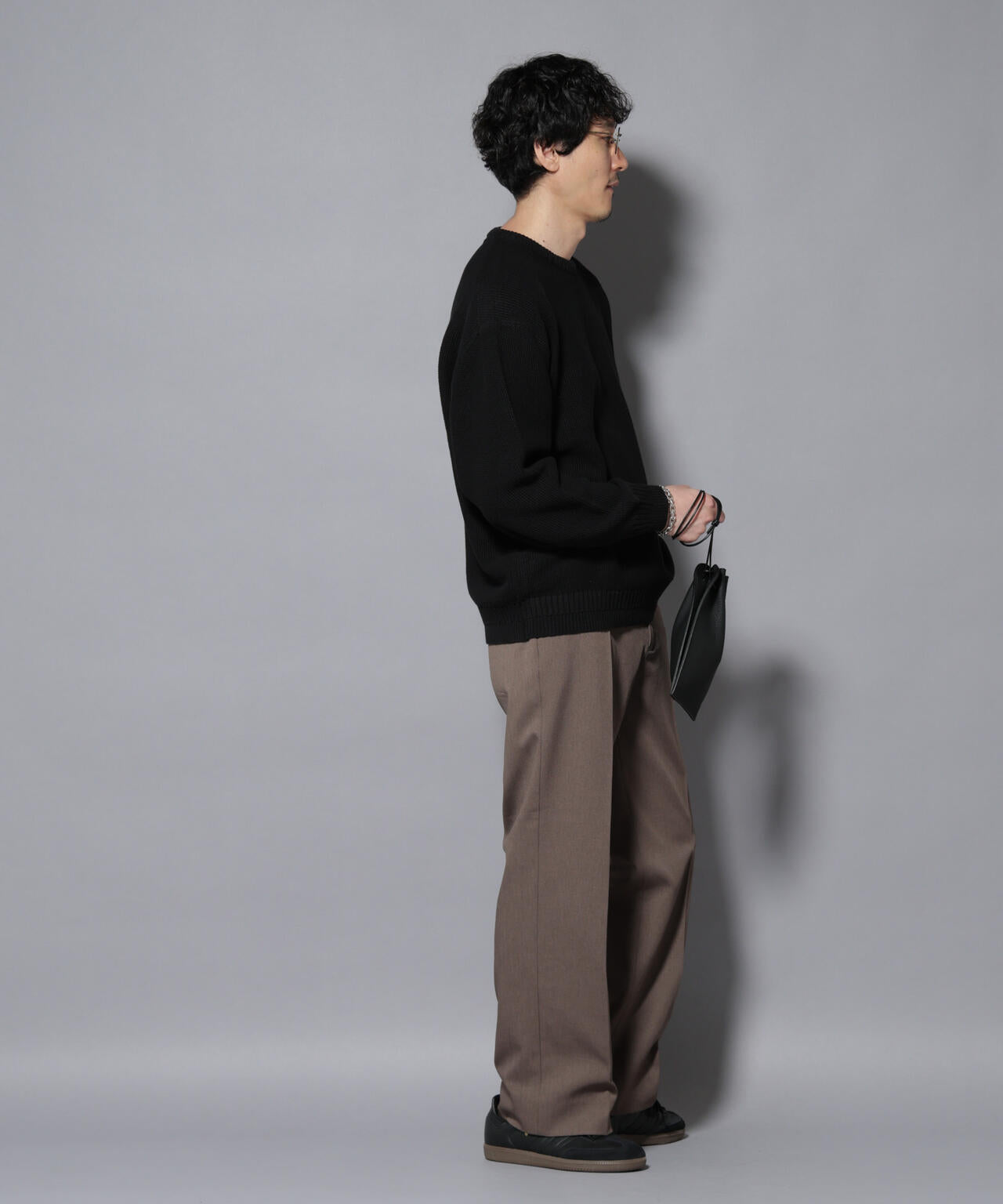 コットンMIXバルキーカノコクルーネックニット