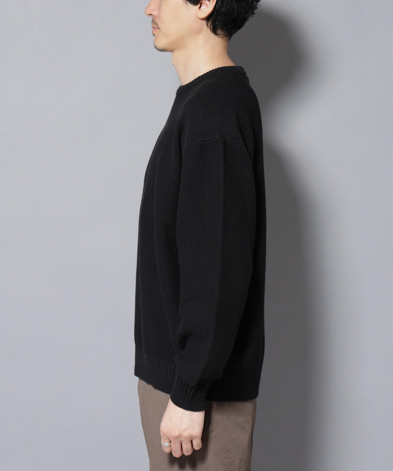 コットンMIXバルキーカノコクルーネックニット