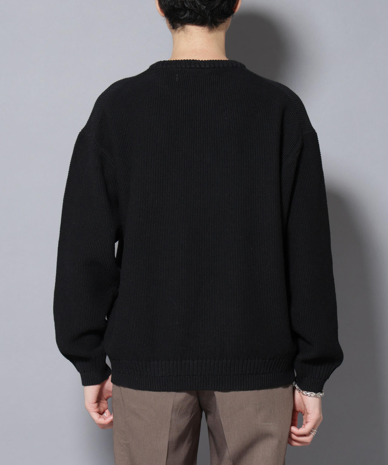 コットンMIXバルキーカノコクルーネックニット