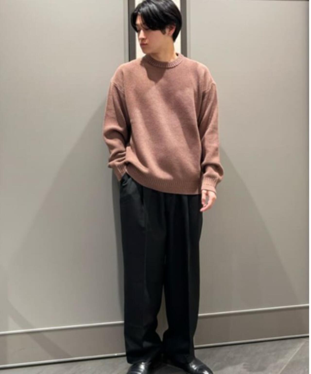 コットンMIXバルキーカノコクルーネックニット