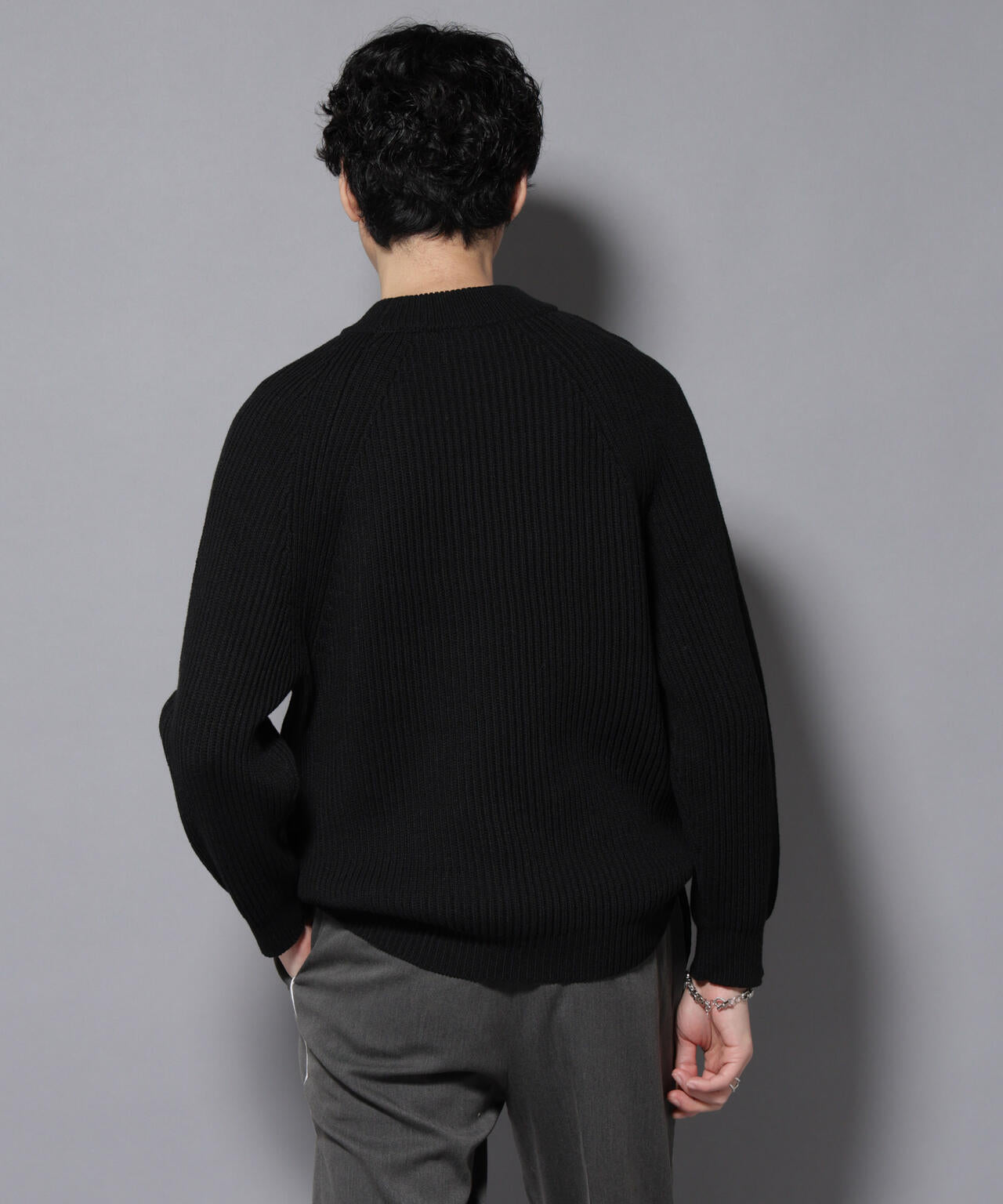 コットンMIXバルキーモックネックニット