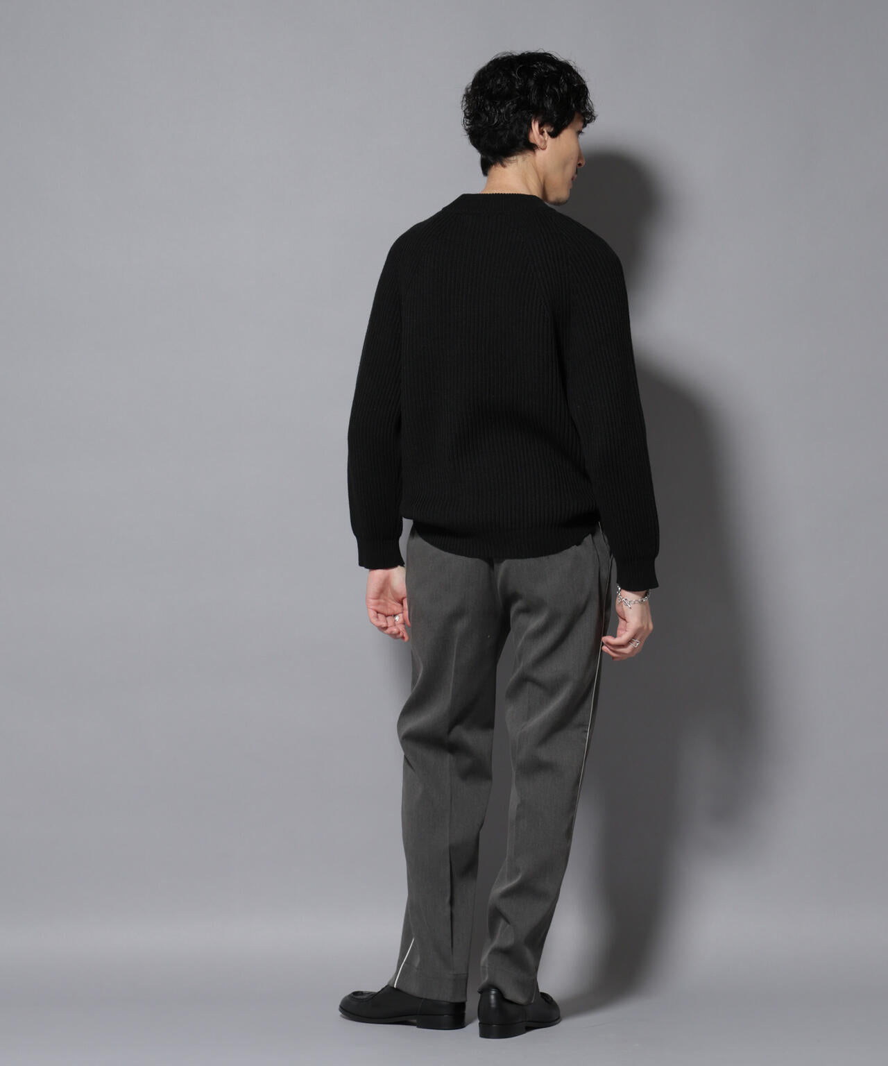 コットンMIXバルキーモックネックニット