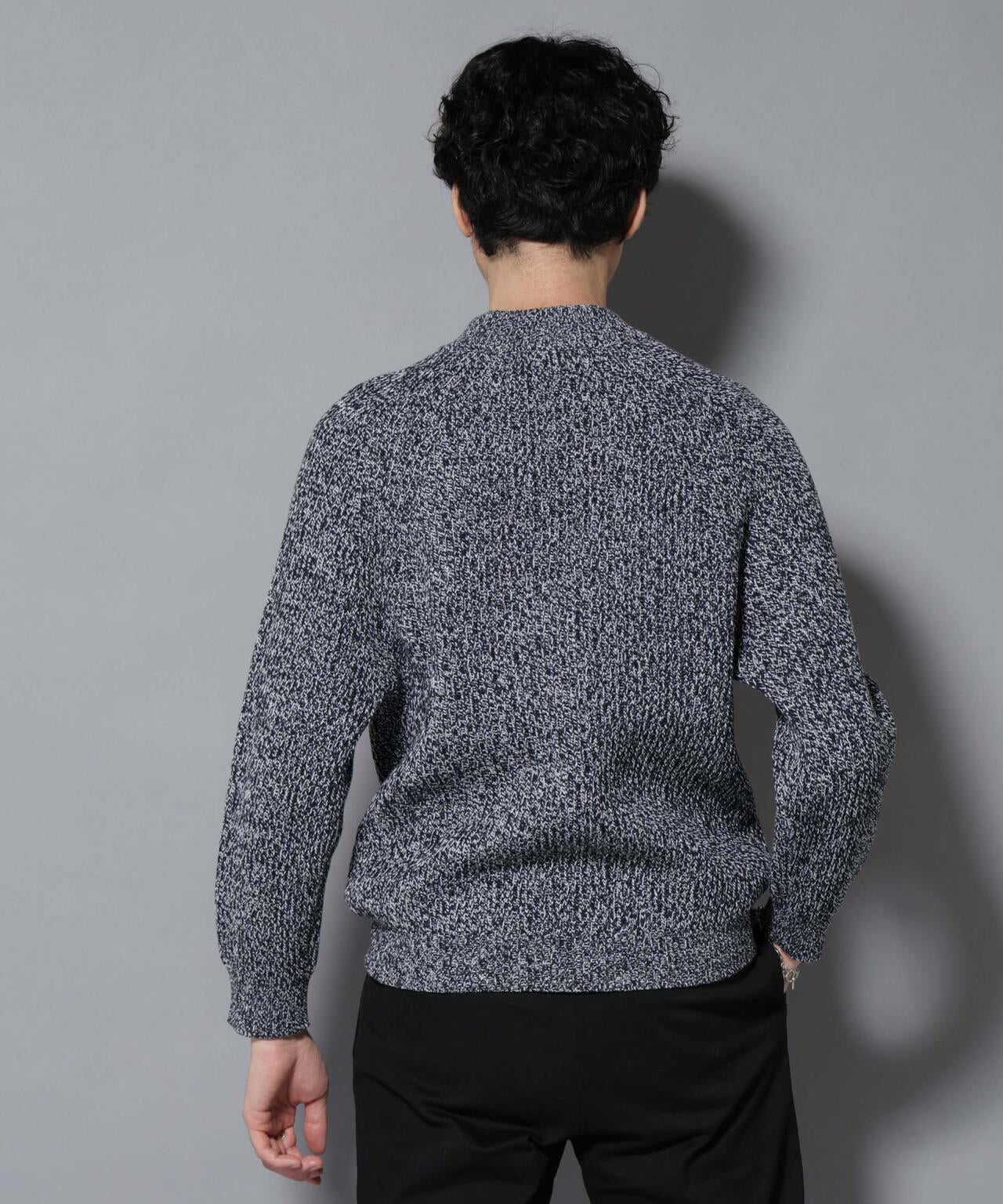 コットンMIXバルキーモックネックニット