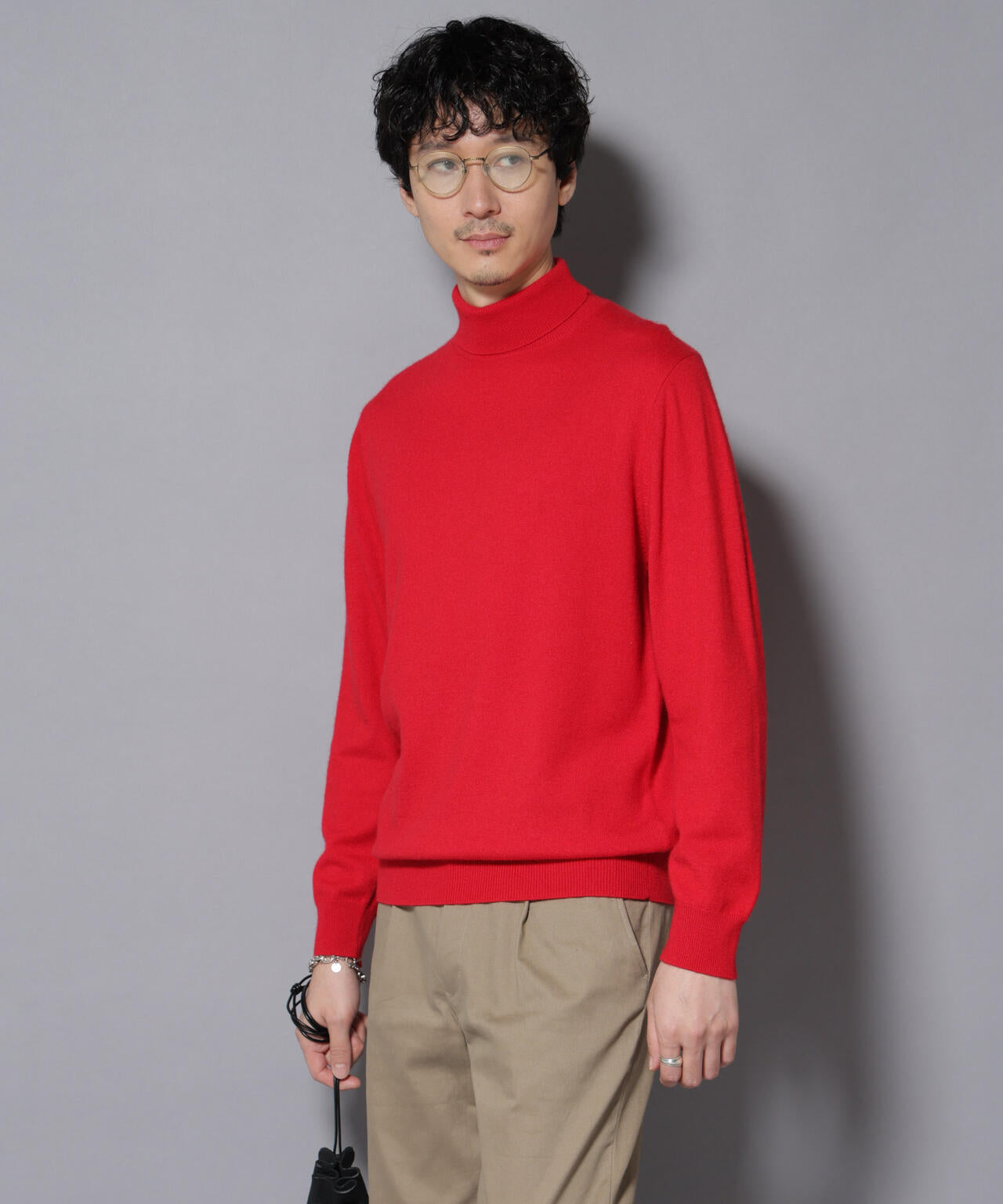 カシミヤミックスタートルネックニット