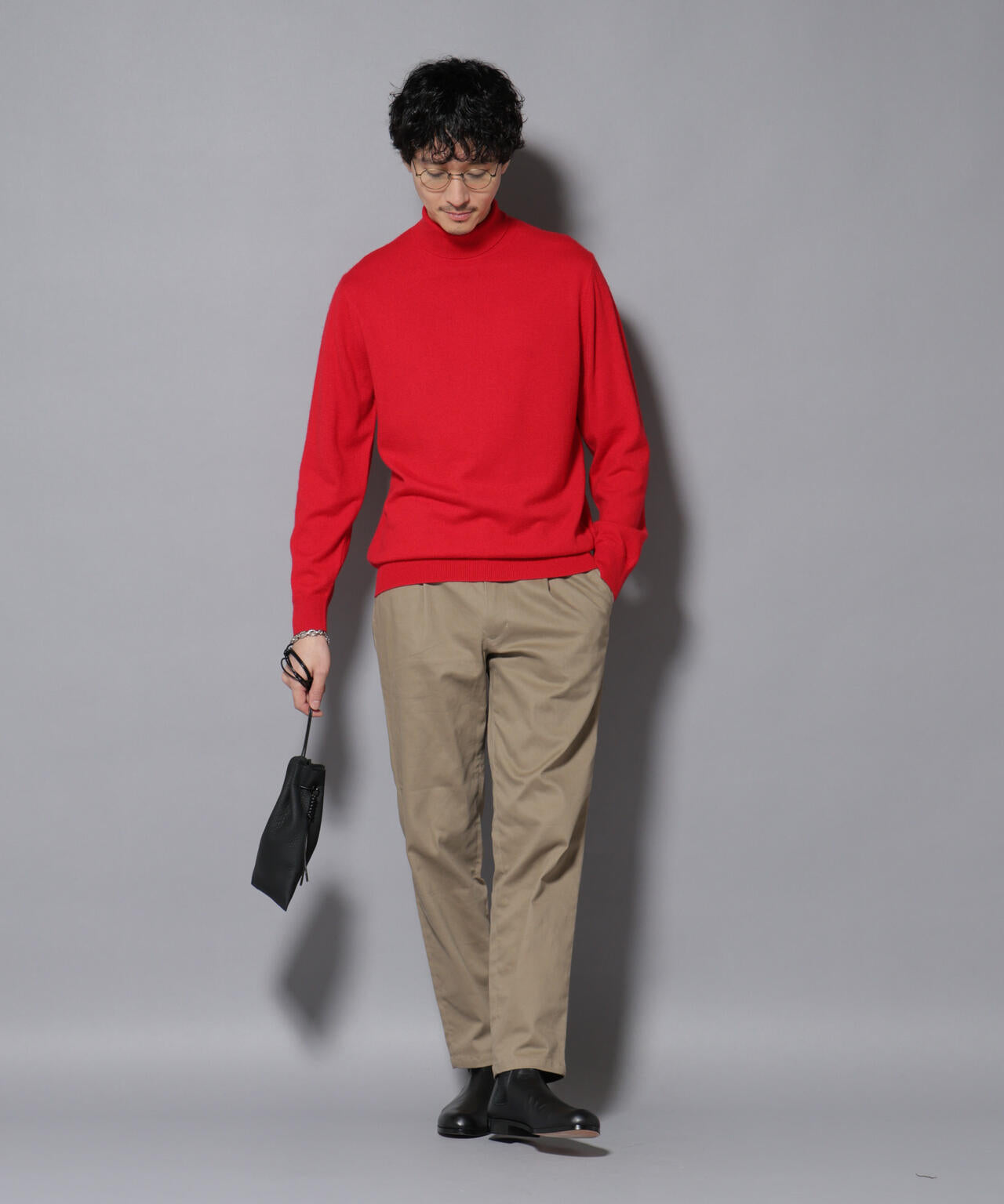 カシミヤミックスタートルネックニット