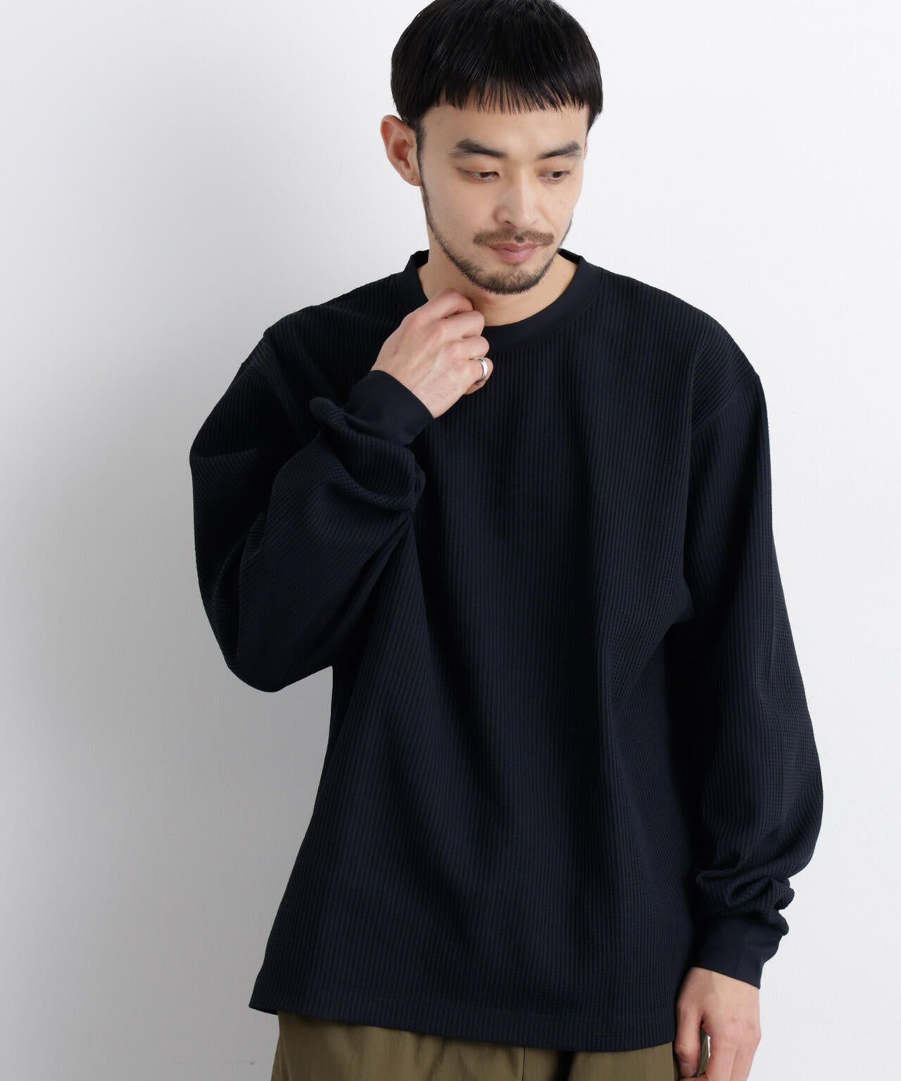 ワッフルプルオーバーTシャツ 長袖