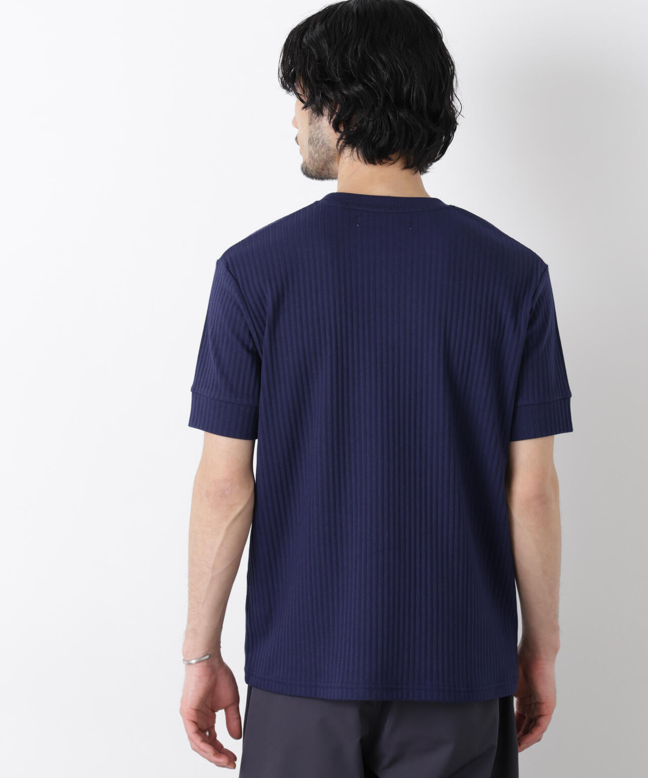 ワイドリブスタンダードヘンリーネックTシャツ 半袖