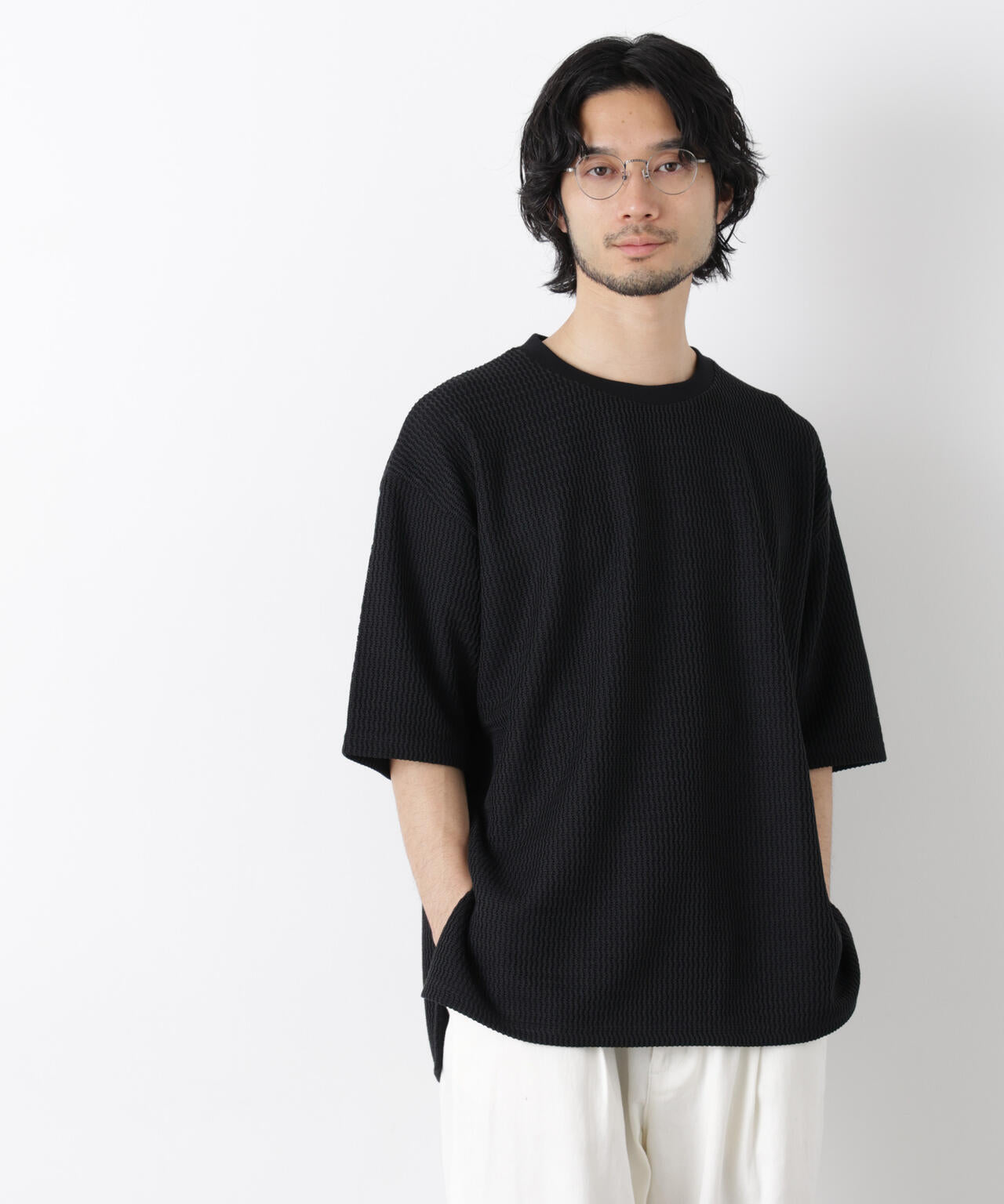 ジャガードニットソーTシャツ 半袖（セットアップ可） | NANO universe