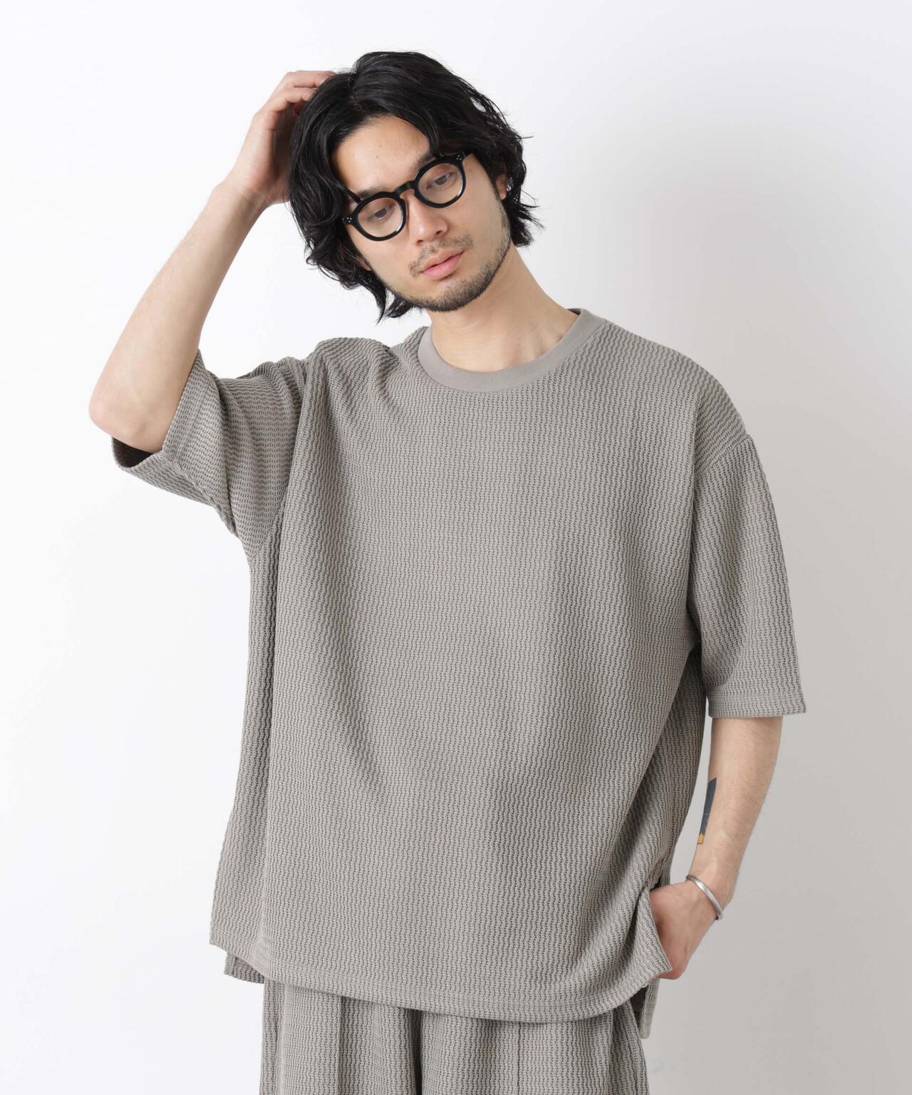 ジャガードニットソーTシャツ 半袖（セットアップ可）