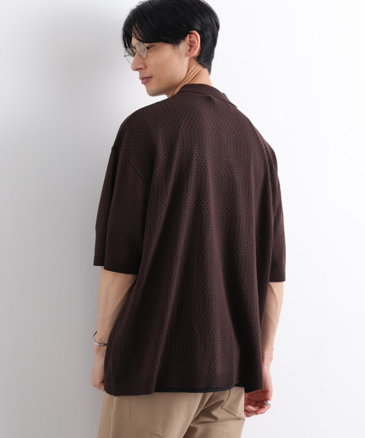 WEB限定/スキッパーテックニットポロシャツ/半袖