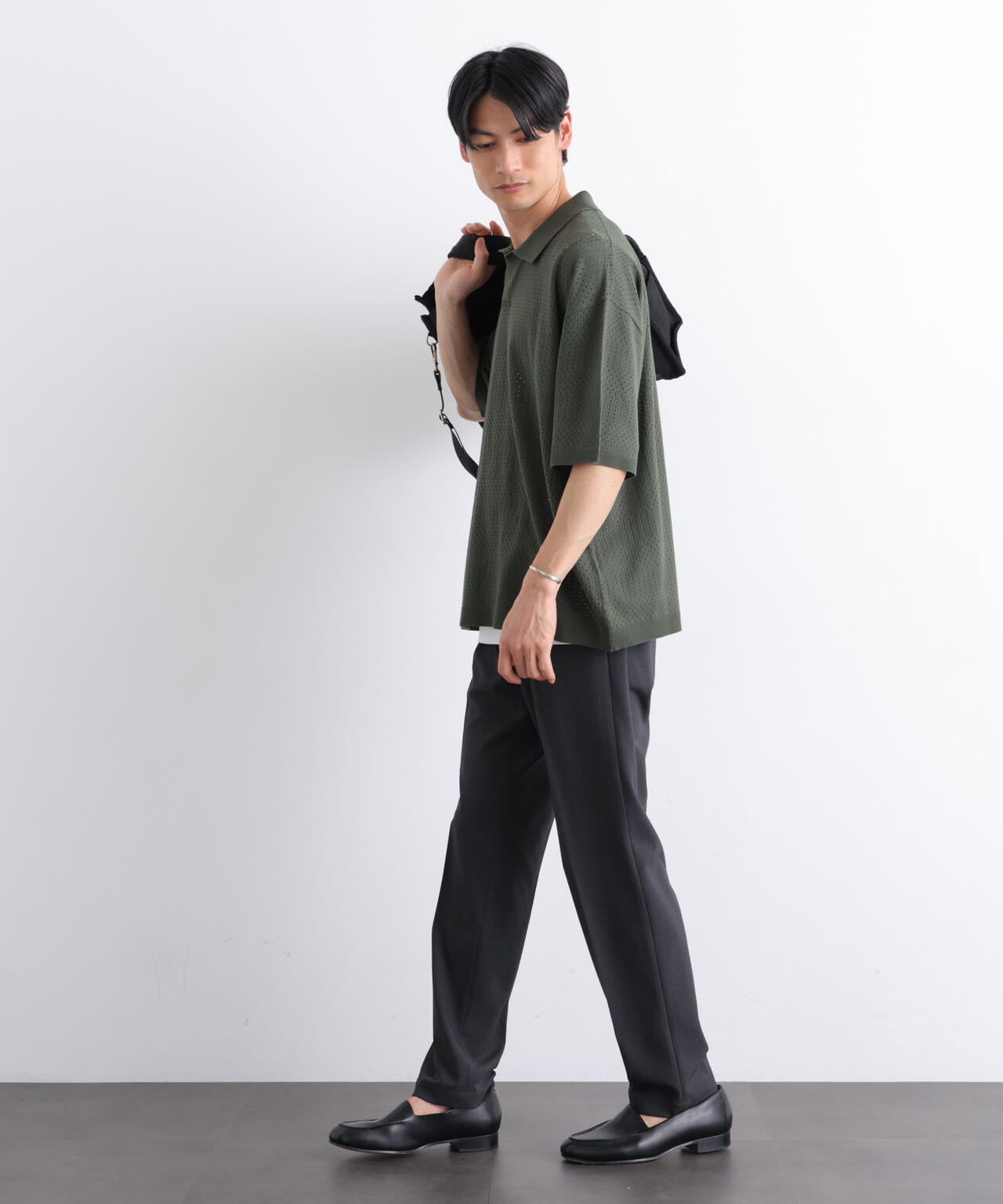 WEB限定/スキッパーテックニットポロシャツ/半袖