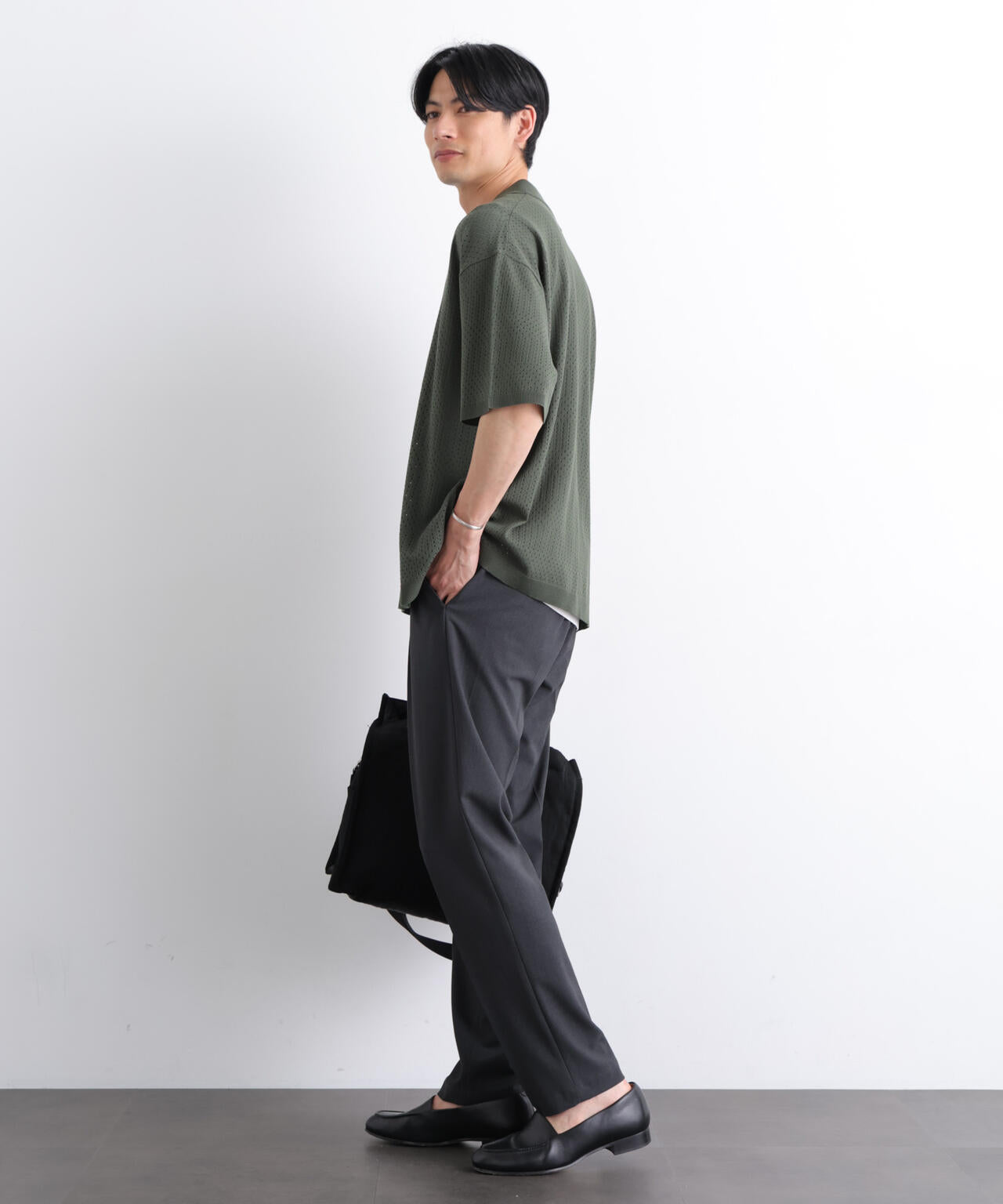 WEB限定/スキッパーテックニットポロシャツ/半袖