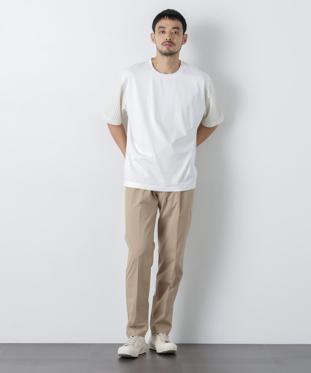 スムース布帛ドッキングTシャツ 半袖