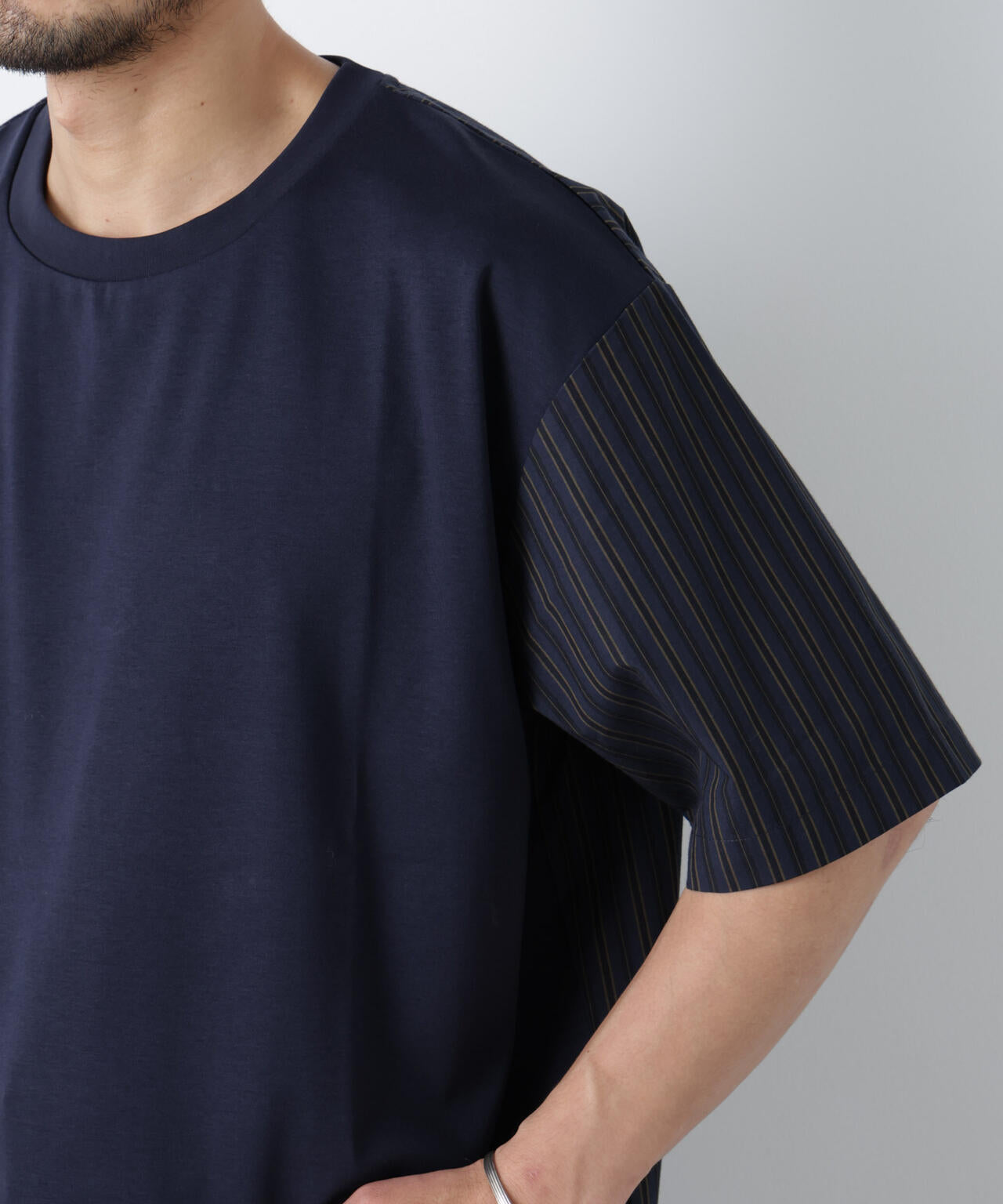 スムース布帛ドッキングTシャツ 半袖