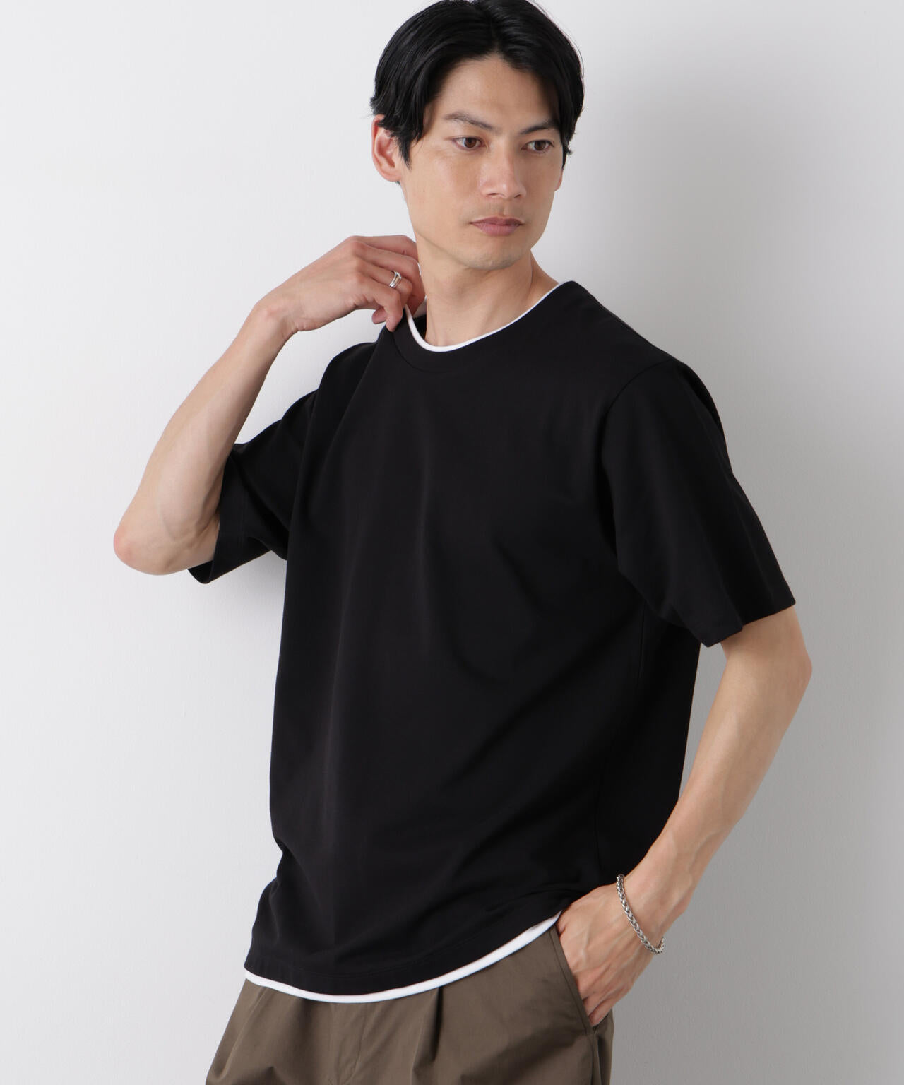 フェイクレイヤード鹿の子Tシャツ 半袖 | NANO universe（ナノ