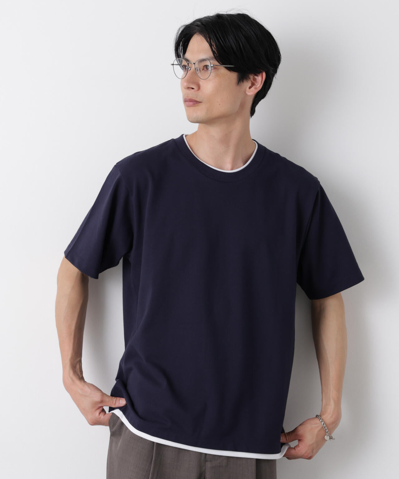 【ウエノさま専用】レイヤード風Tシャツ130チャコール他6点 フェイクレイヤード鹿の子Tシャツ 半袖 | NANO universe（ナノ