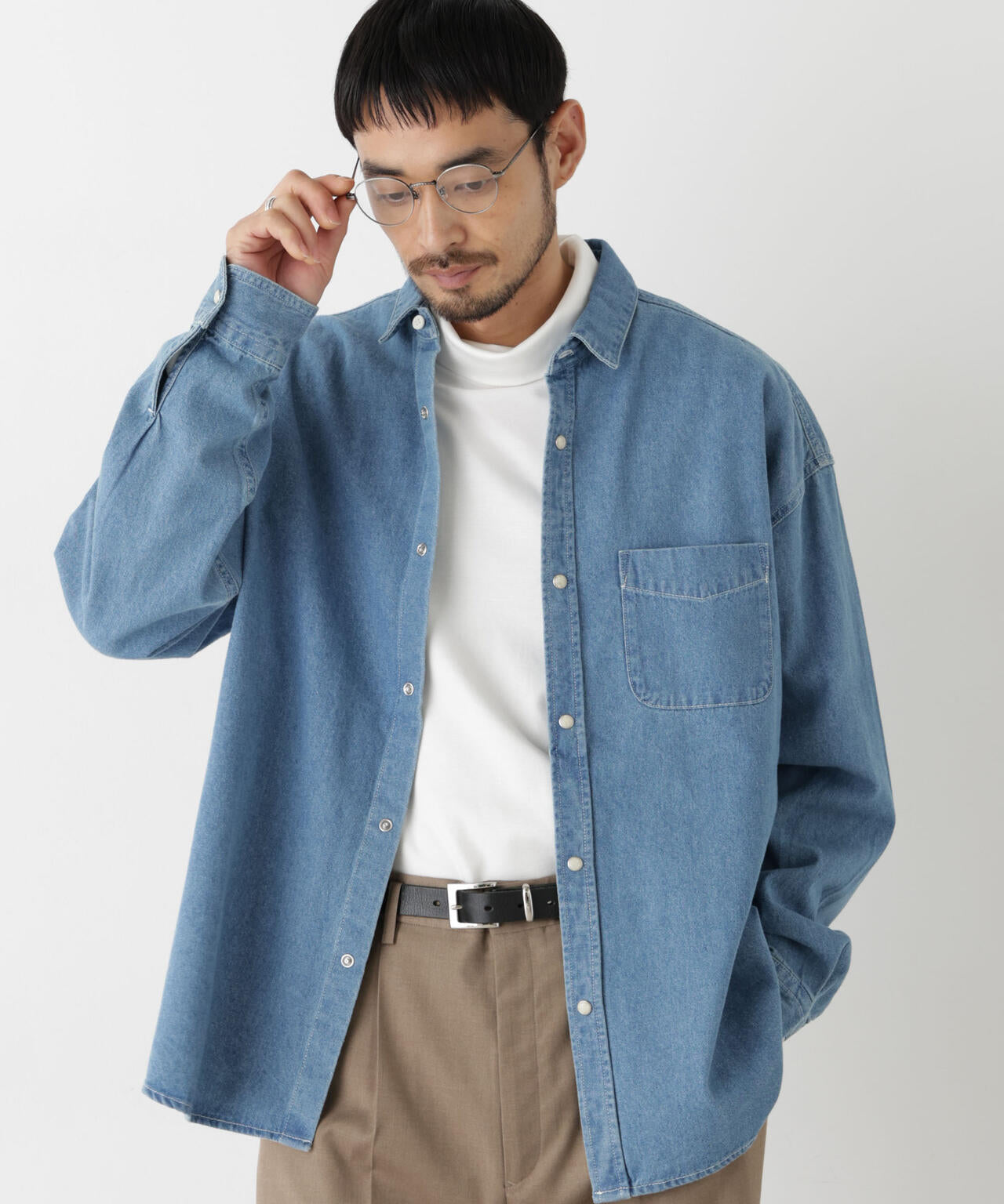 8.5oz ドレープデニムシャツ 長袖 | NANO universe（ナノ・ユニバース