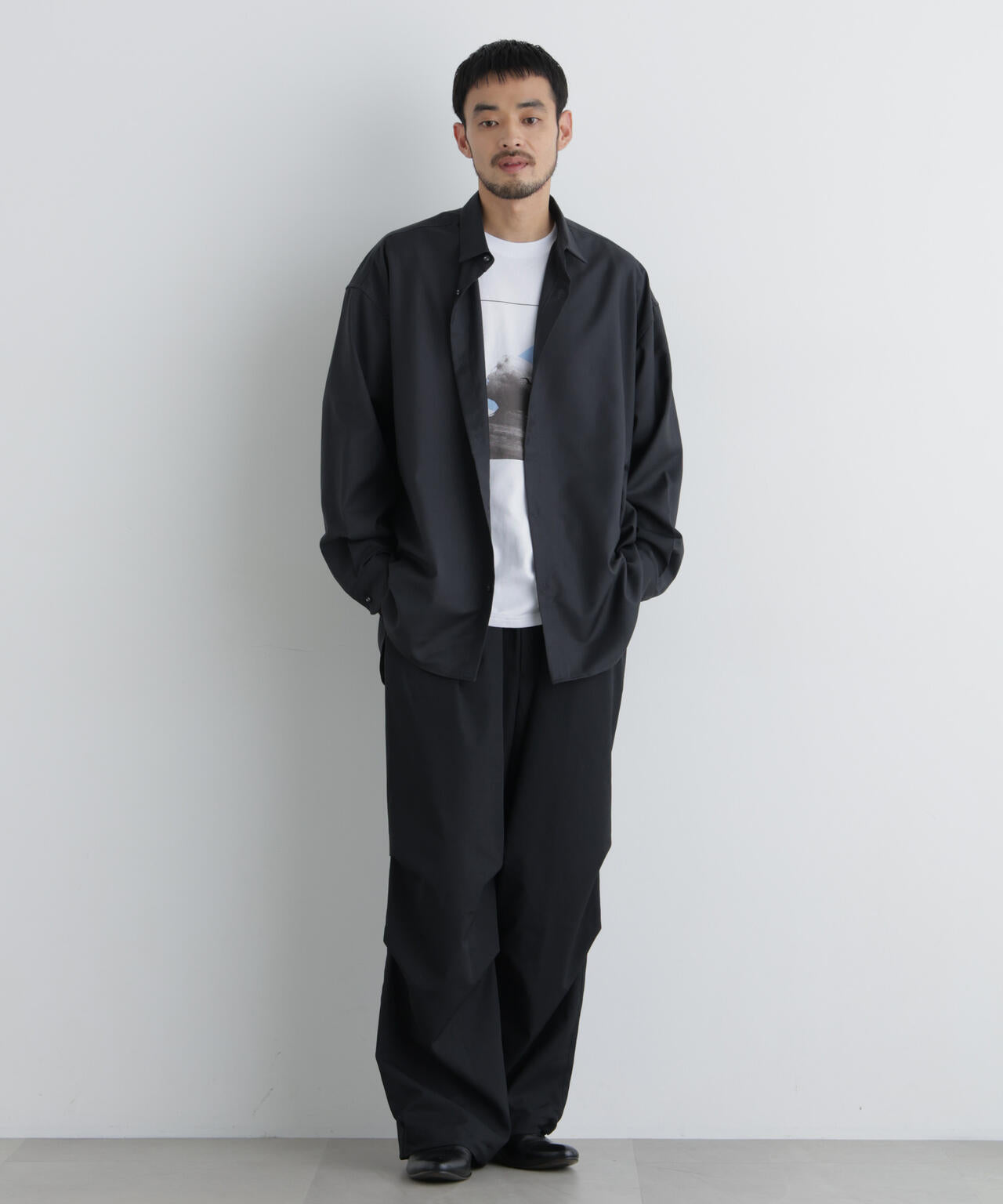 ビッグドレープシャツ 長袖