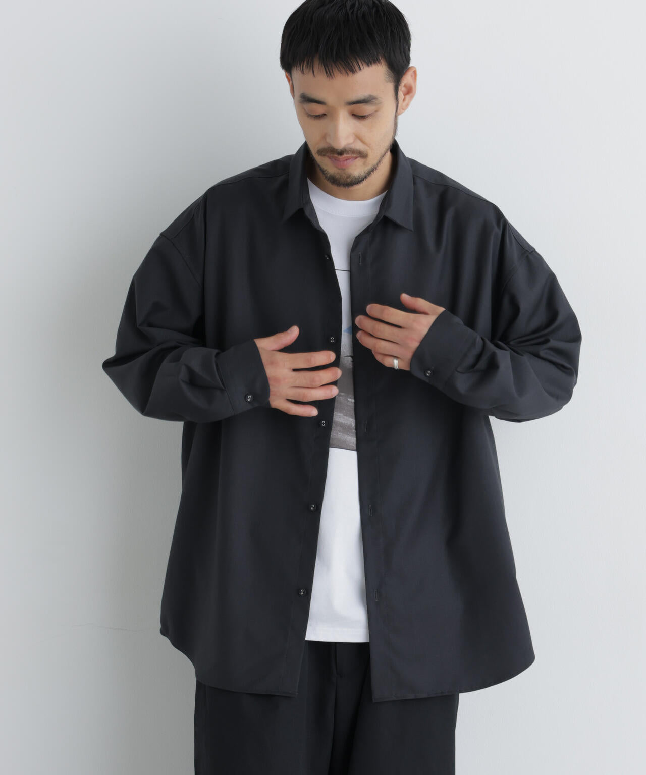 ビッグドレープシャツ 長袖